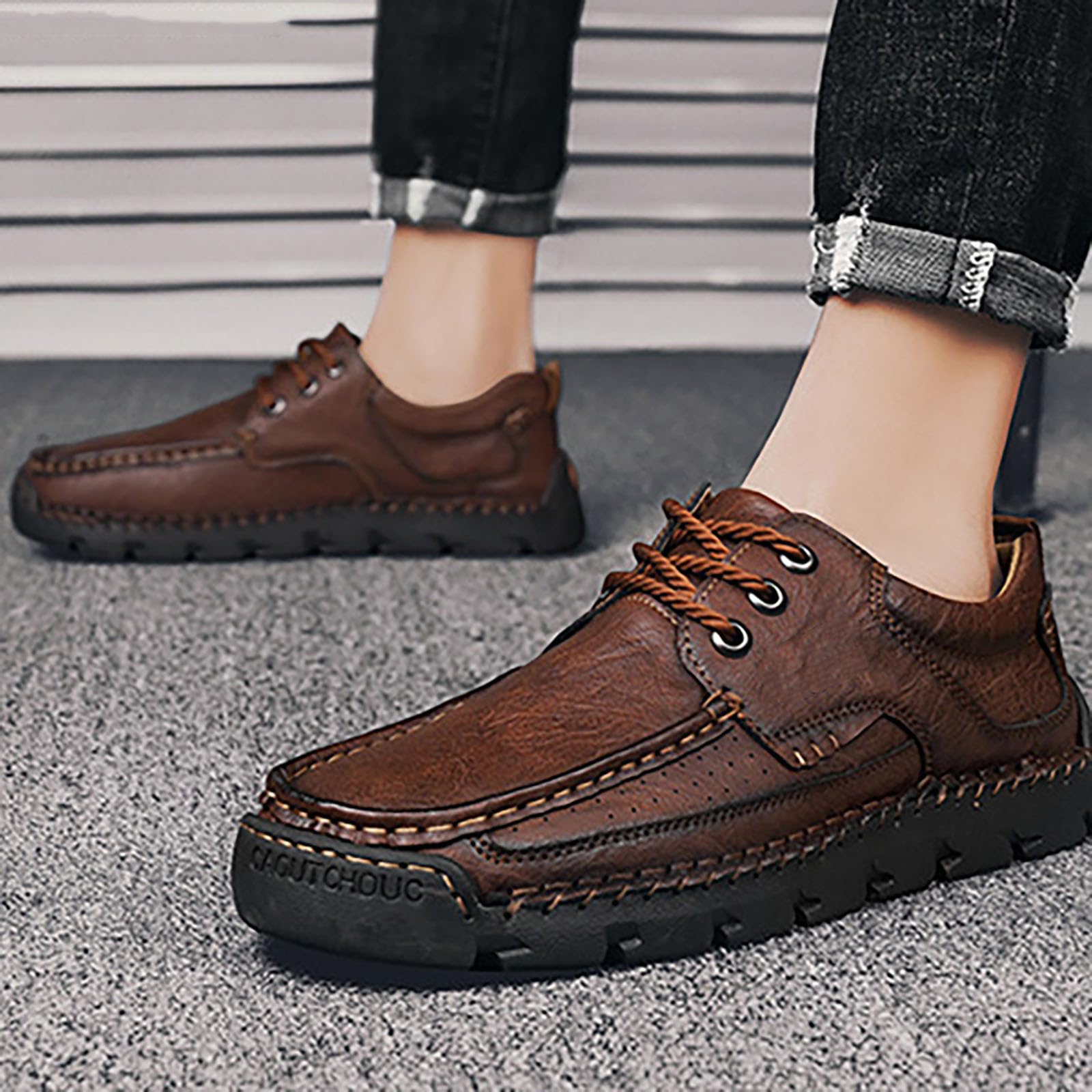 Zapatos casuales para hombre, zapatos de cuero con cordones