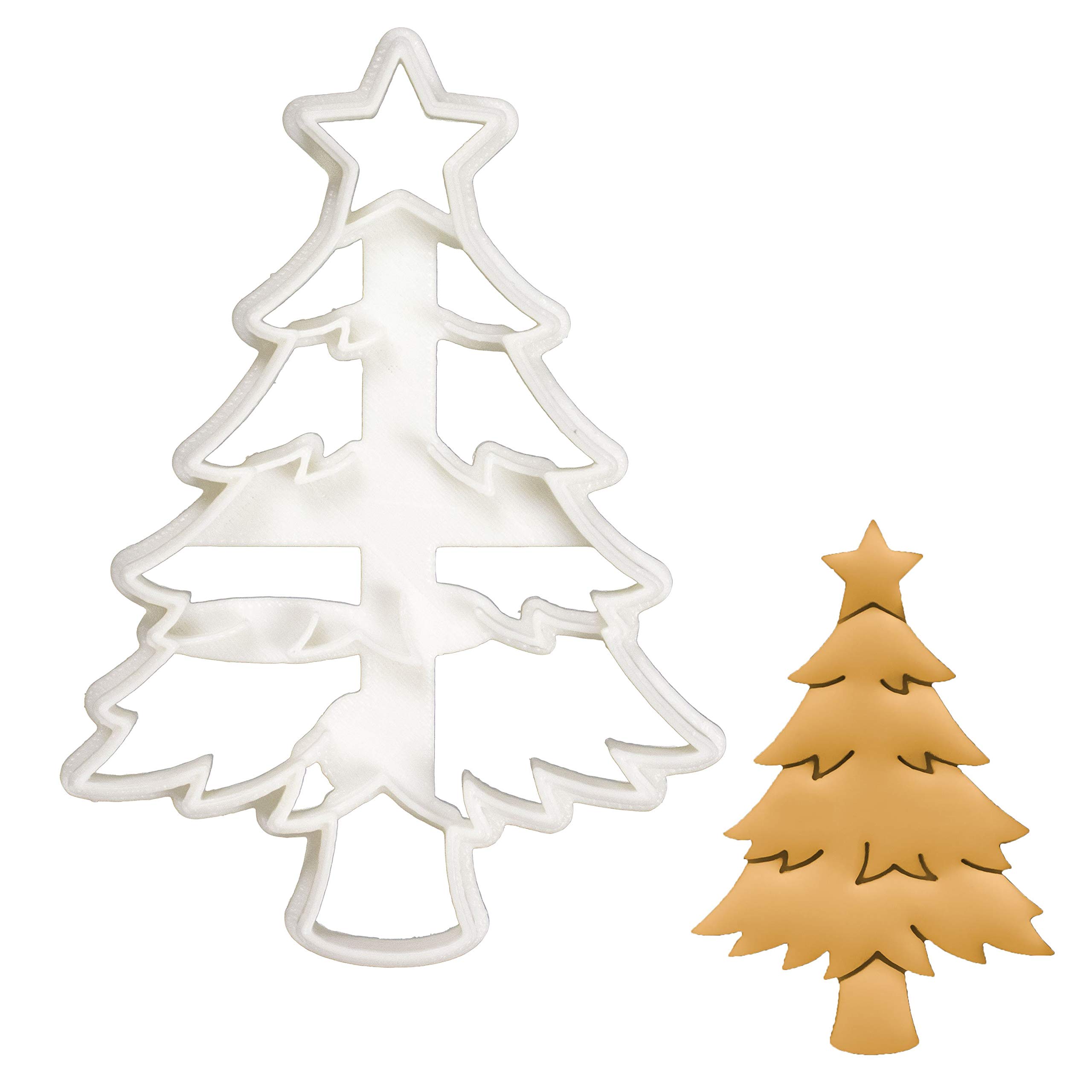BAKERLOGY Christmas Tree Cookie Cutter - Detailed Biscuit Cutter Design for Baking and Crafts, Ideal on Fondant, Dough, Clay