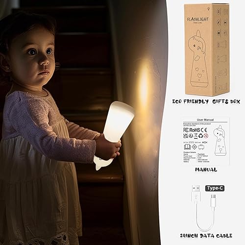 Miniatura 9 de ShaArkMango Linterna con luz nocturna para niños, recargable LED regulable luz nocturna para habitación de niños que brilla en la oscuridad,