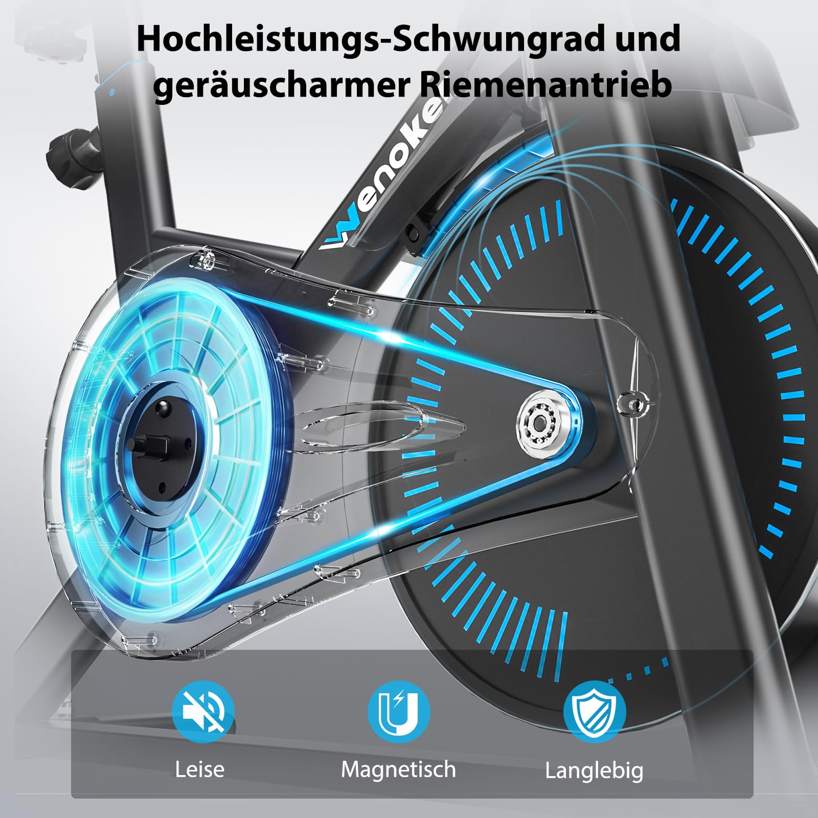 Wenoker Heimtrainer Fahrrad mit Verstellbarem Magnetwiderstand, Ergometer Hometrainer Fahrrad mit APP, LCD-Monitor, Tablet-Halter, Höhenverstellbar, Leises Fitnessbike Bis 160kg