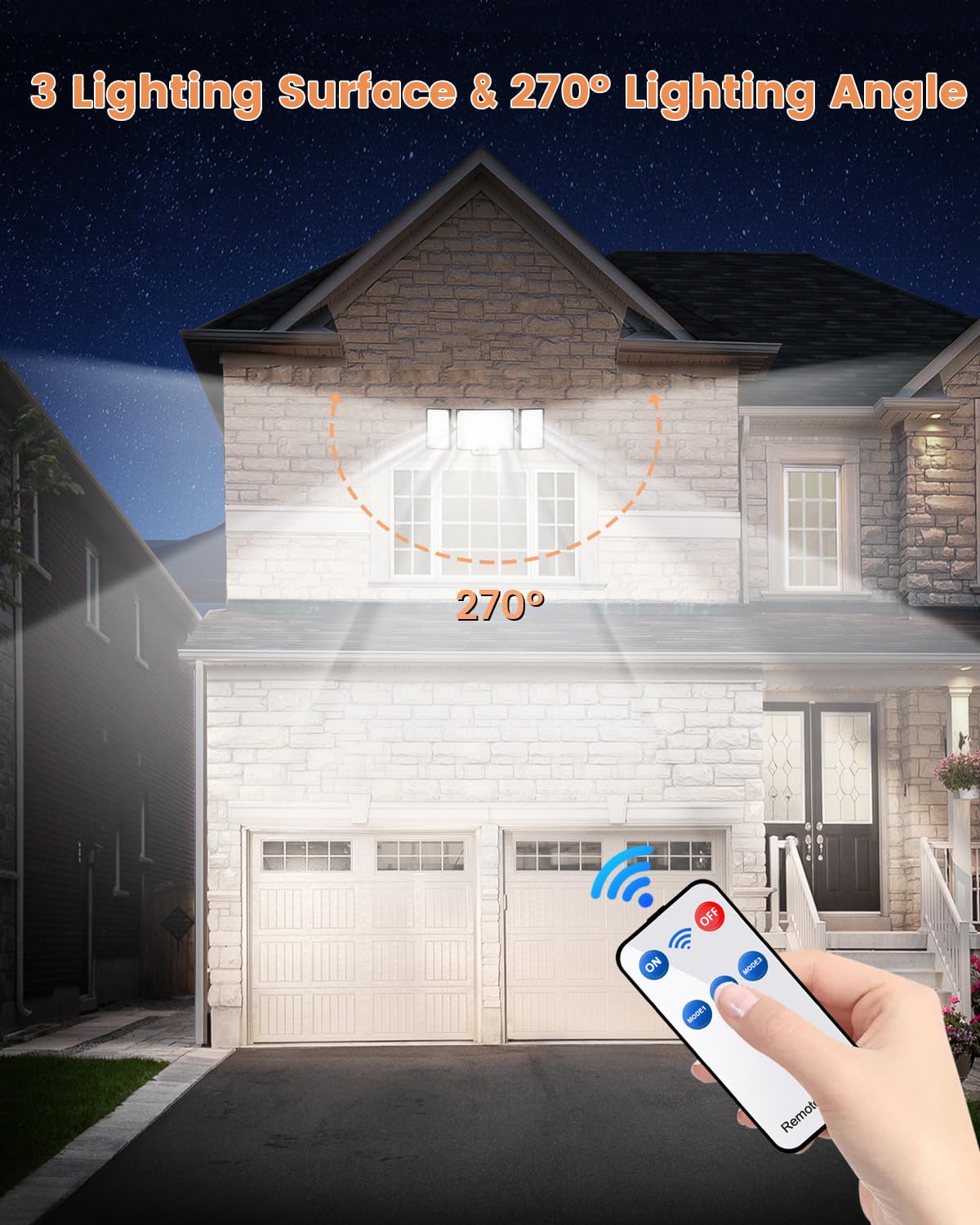 Luce Solare Esterno 328LED/3 Modalità, Lampada Solare da Esterno Super Luminoso, Telecomando Faretti Solari con Sensore di Movimento, Impermeabile IP65 Luci Solari Esterno da Terra, Giardino 1 Pezzi