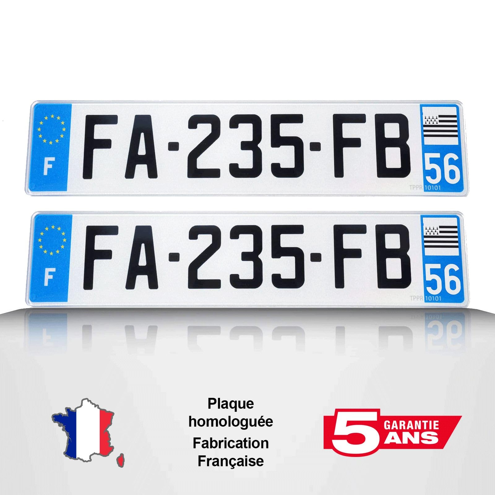 DECOHO - Plaque immatriculation Voiture homologuée (Lot de 2) - Plastique SIV 520 x 110 mm - Rivet Plaque immatriculation Inclus