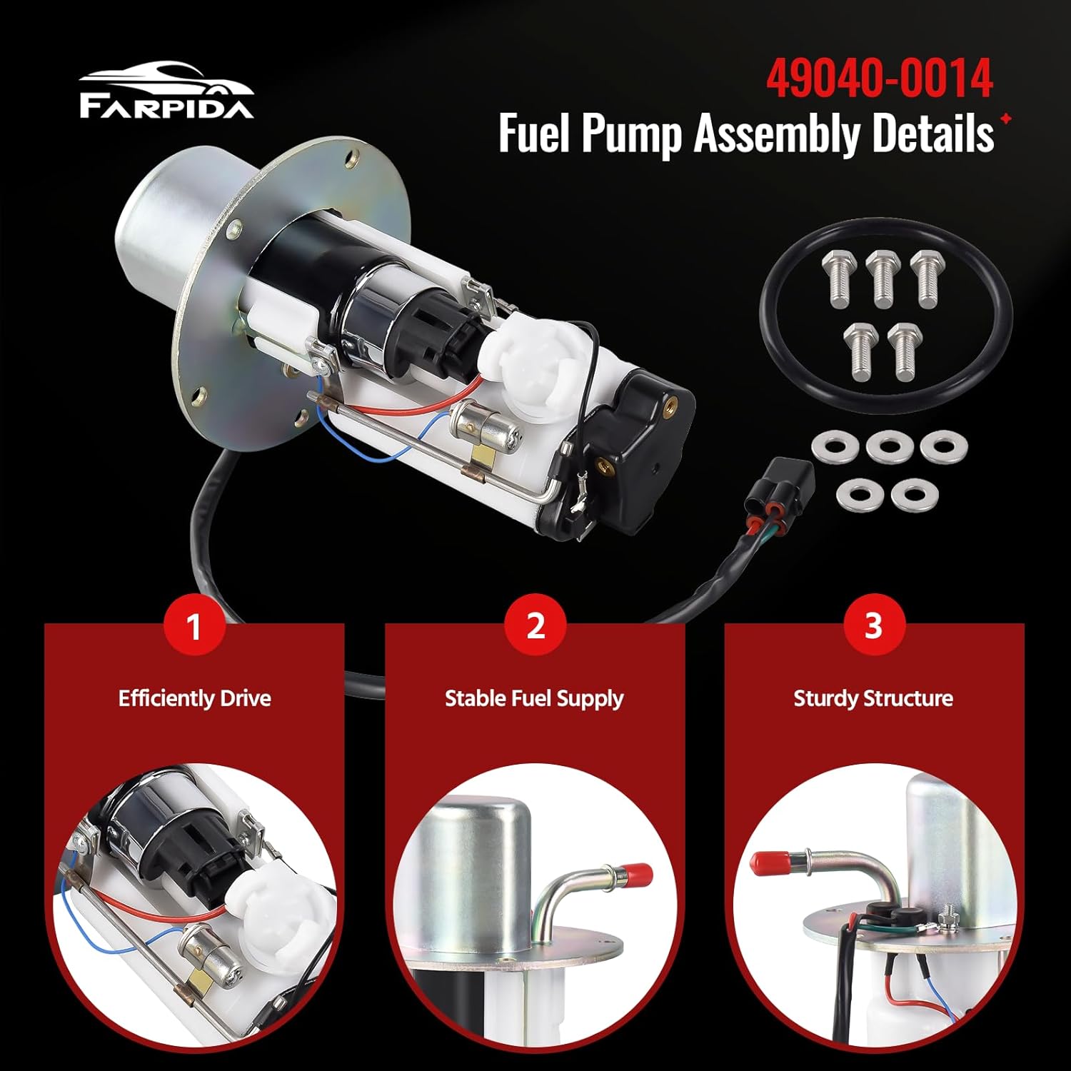 49040-0014 Fuel Pump Assembly Fits for Kawasaki Ninja ZX-14 ZX1400A ZX1400C 2006-2011 Replace# 490400014 ZX14
