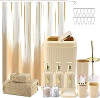 Vista 50 de Juego de baño de 32 piezas con cortina de ducha y alfombras, accesorios de baño negros, juego de cortina de ducha, juego de alfombras de baño