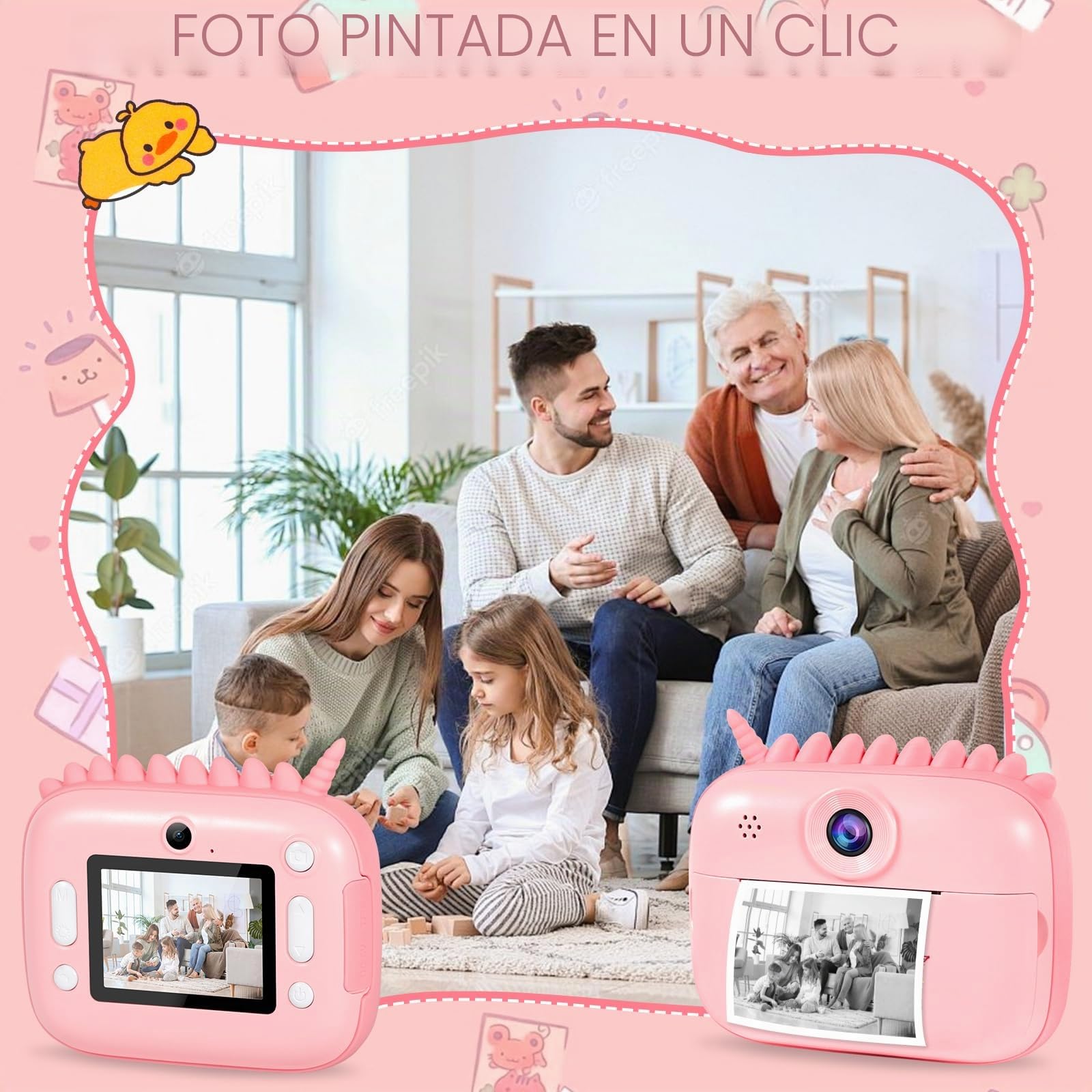 Camara Fotos Infantil Instantanea, 2.4" HD 1080P Cámara para Niños con Tarjeta SD de 32GB,Bolígrafos de Colores y Papel de Impresión,Regalos Juguete