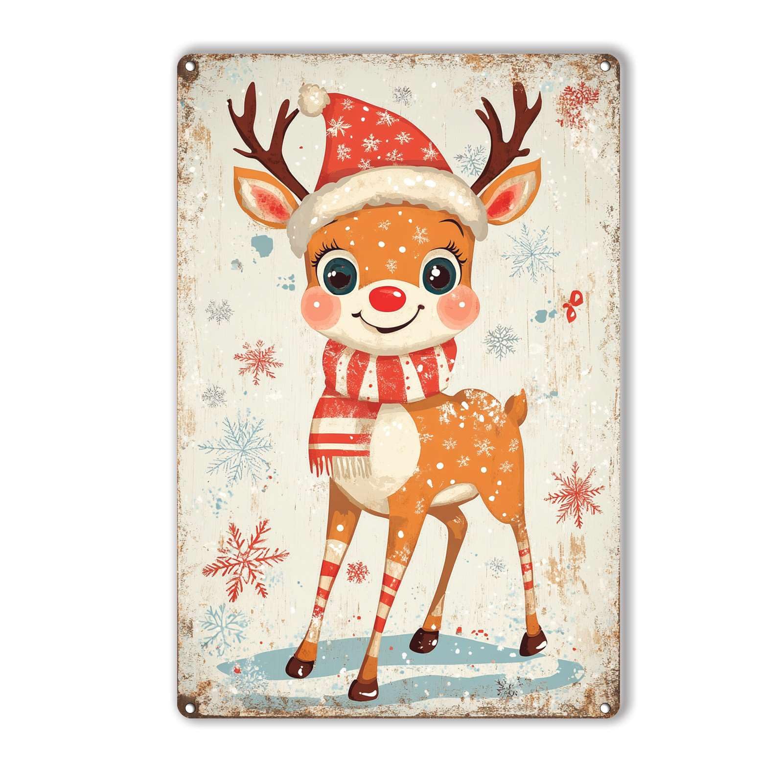 Anceky Christmas Deer Signs Retro Metal Tin Sign Vintage Wall Decor for Outdoor Gate Window Backyard Home 12×16 Inch