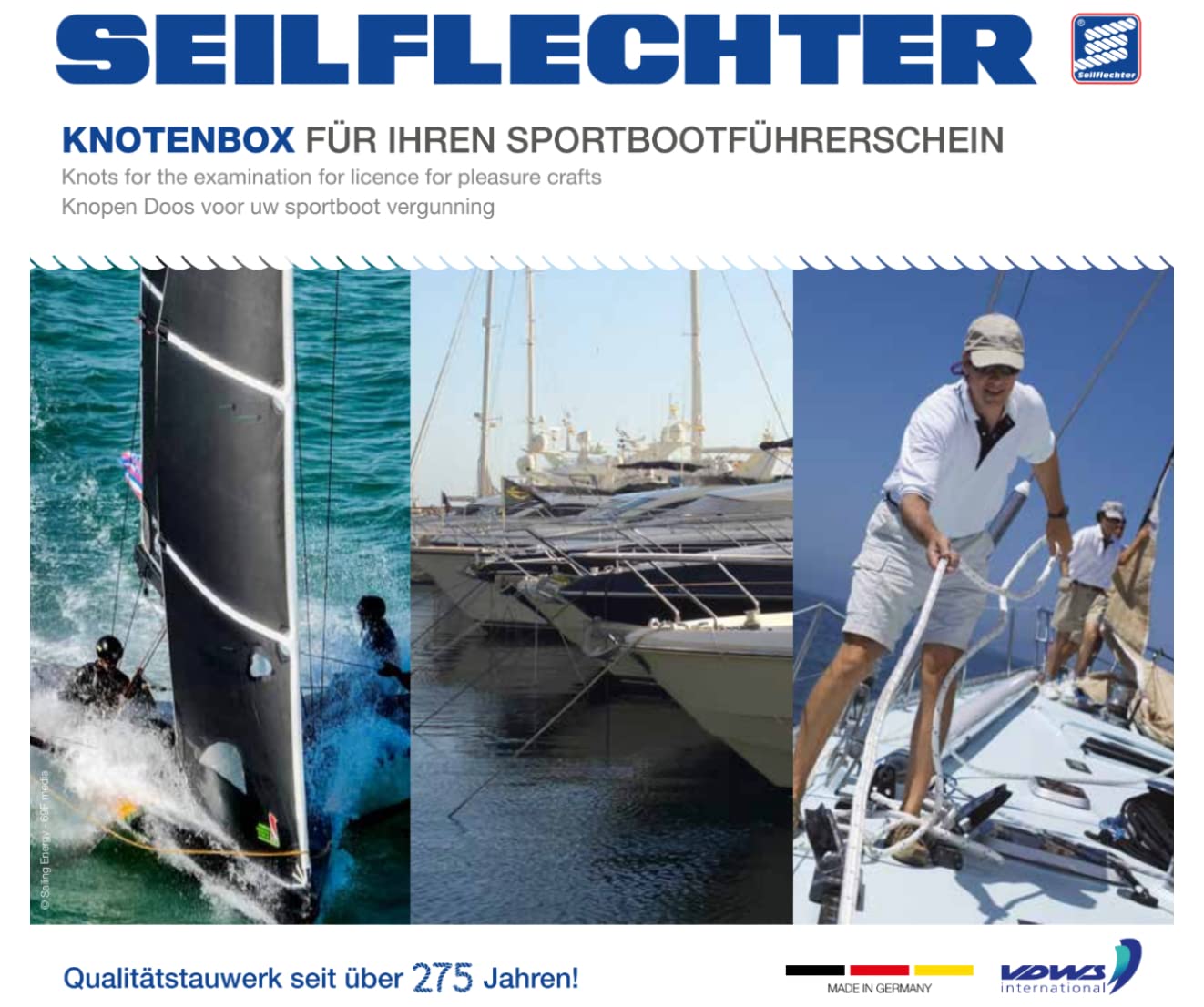 Seilflechter – Scatola dei Nodi per Patente Nautica, Kit di Esercitazione per Tutti i Nodi Richiesti all’Esame, per Navigazione Entro e Fuori Costa