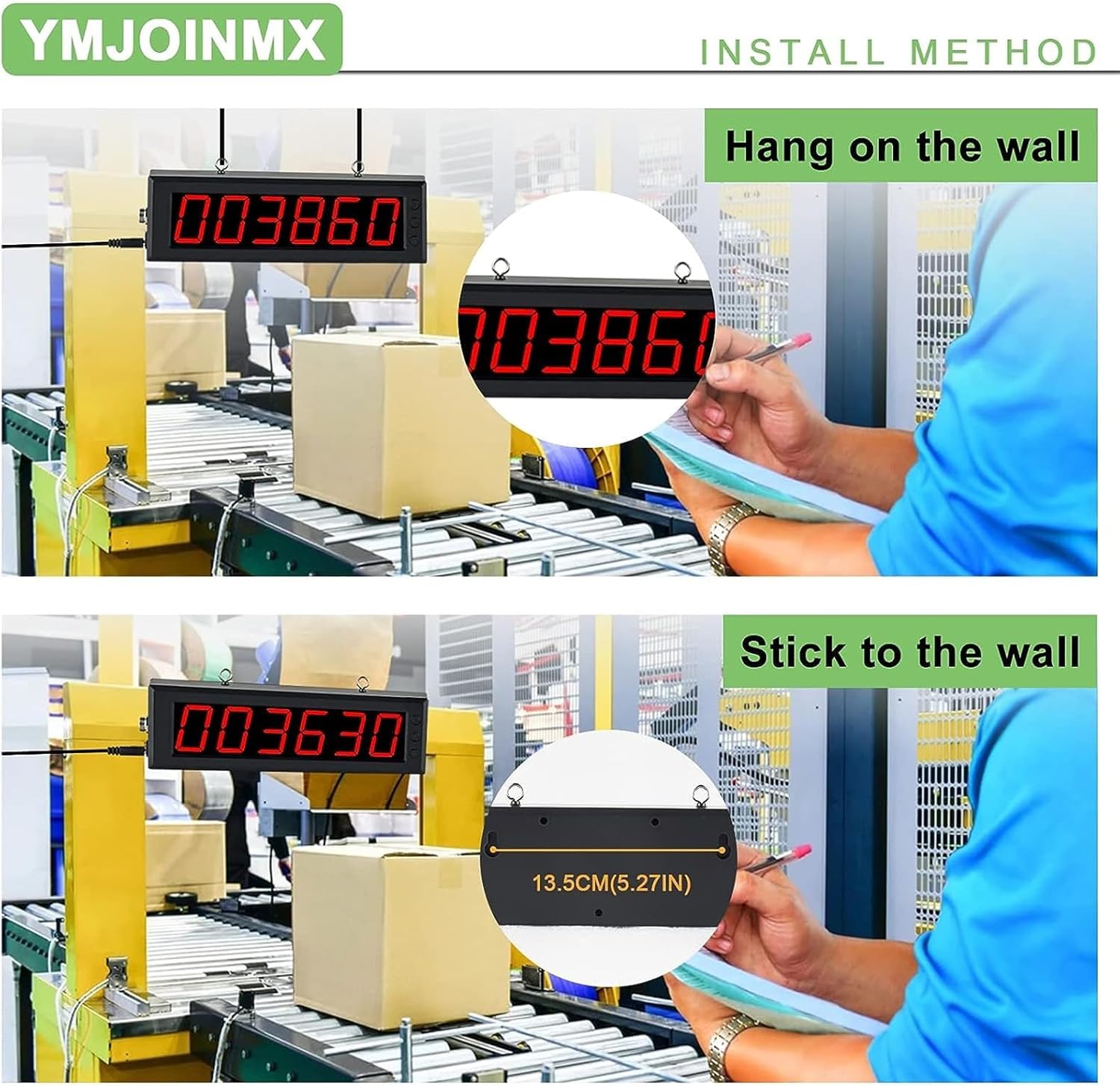 Compteur numérique LED, affichage à 6 chiffres avec capteur infrarouge, compte jusqu'à 999999, distance d'induction réglable de 30 à 70 cm, idéal pour les applications de comptage