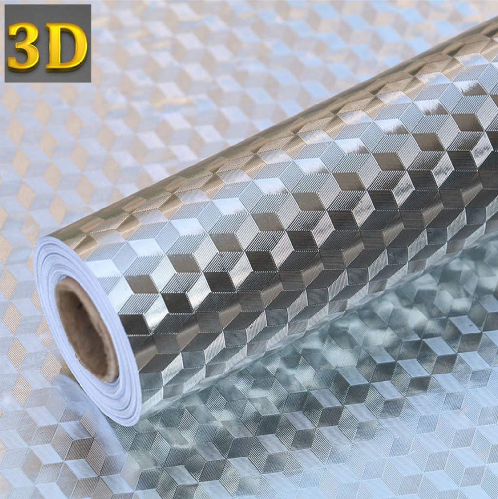 3d Cube 15 7x 78 7 Self Adhesive Shelf Liner Drawer Liner Peel And Stick Foil Wallpaper Cabinets Shelf Sticker Creative Aluminum Backsplash Waterproof Paper For Home Kitchen Bathroom Kitchen Dining Kitchen Utensils Gadgets