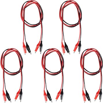 QXUJI 5 Groups 1M Test Lead Set with Alligator Clip, Red and Black Alligator Clip, Electric Clip, Double Ended Jumper Wire