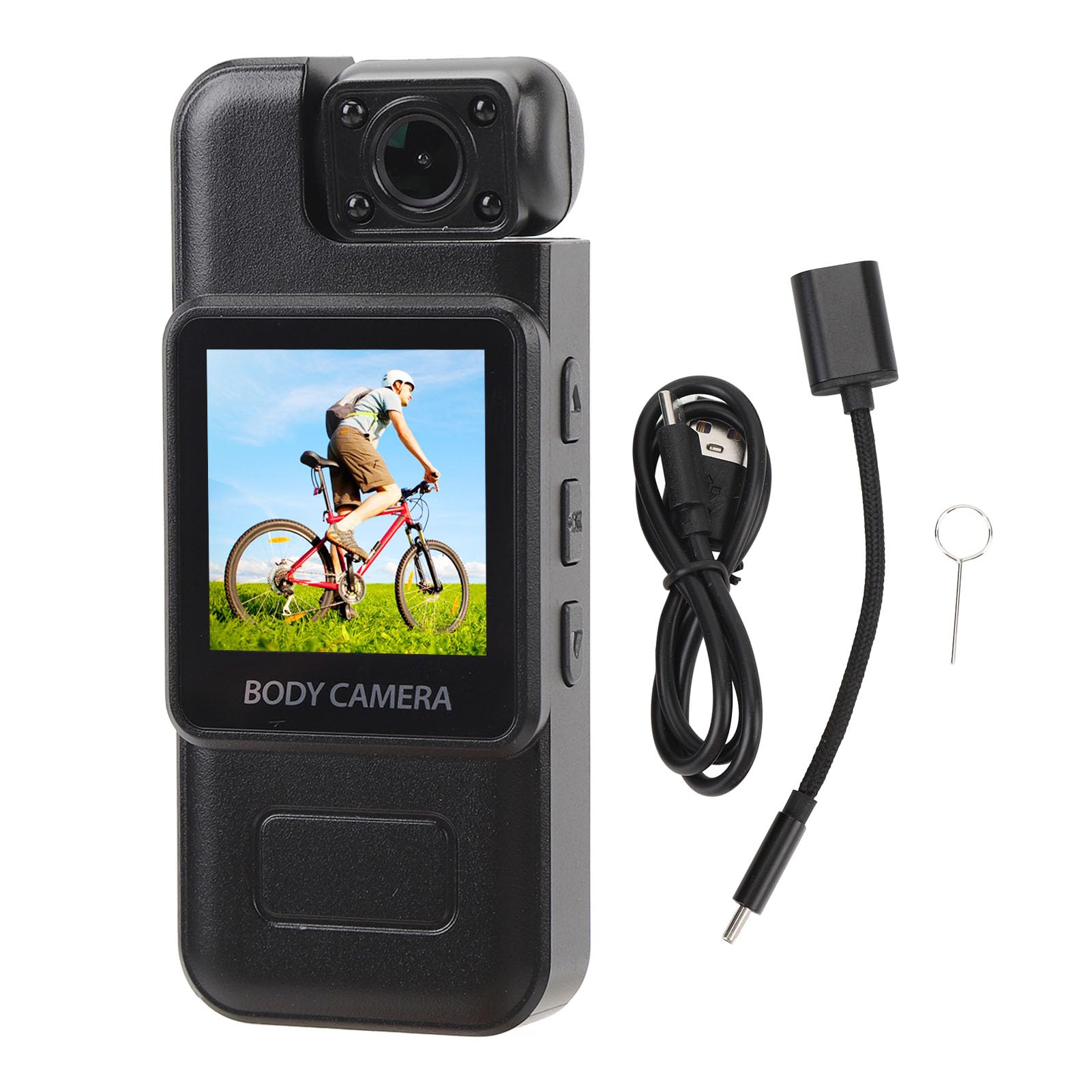 LICAEVEY Mini Cámara Corporal 4K HD con Lente Giratoria de 180 Grados, Grabadora de Vídeo de Bolsillo con Clip Trasero y Pantalla de 1,3 Pulgadas para Seguridad, Registros de Trabajo,