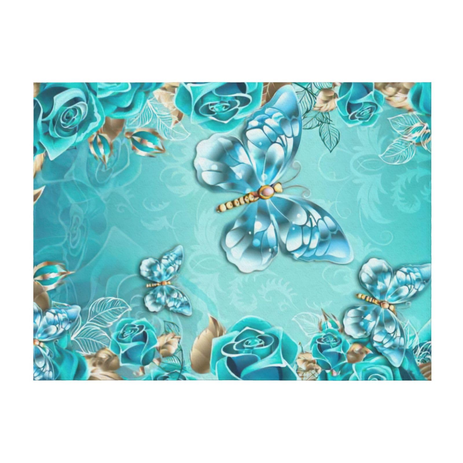 Couverture de lit douce et thermorégulatrice EdWal microfibre papillon