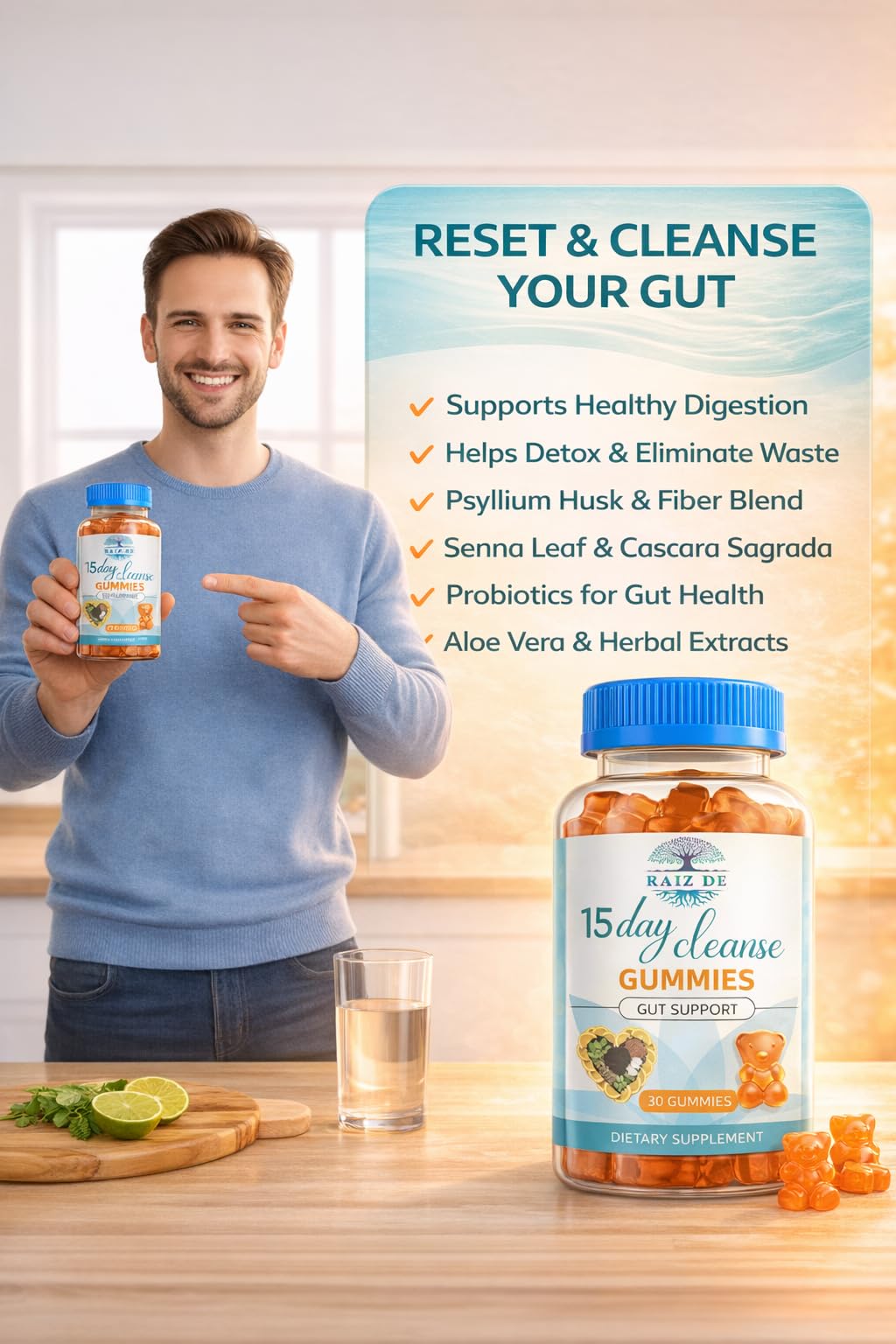 15-Day Cleanse Gummies – Senna, Cascara Sagrada, Psyllium Husk & Probiotics — Amazon image 6