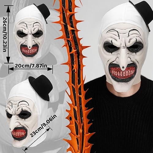 Miniatura 5 de Halloween Art - Máscara de payaso, disfraz de asesino de terror, máscara de silicona blanca de cara completa