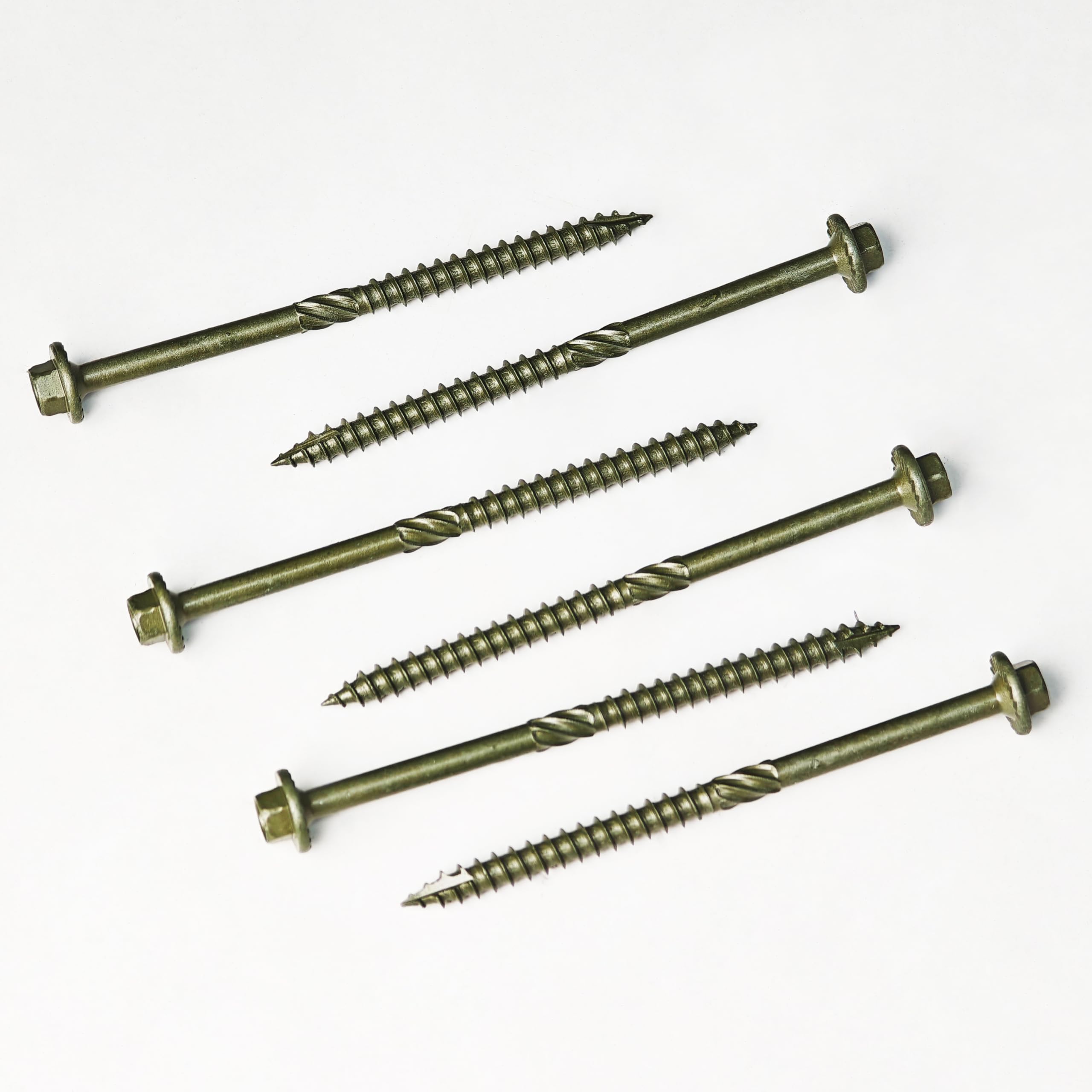 Mywish Paquete de 100 tornillos de retraso exteriores #14 x 8 pulgadas, arandela hexagonal dentada de 6.3 x 100 mm, tornillo de madera estructural, tornillo de construcción resistente, revestimiento