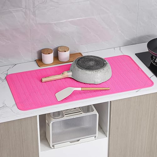 Miniatura 969 de Tapete de silicona para secado de platos para múltiples usos, fácil de limpiar, ecológico, resistente al calor, tapete de silicona para encimera