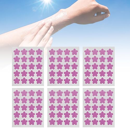 Miniatura 6 de Calcomanías de detección para protector solar, parches reutilizables en forma de flor con recordatorio de reaplicación, 120 parches de protección