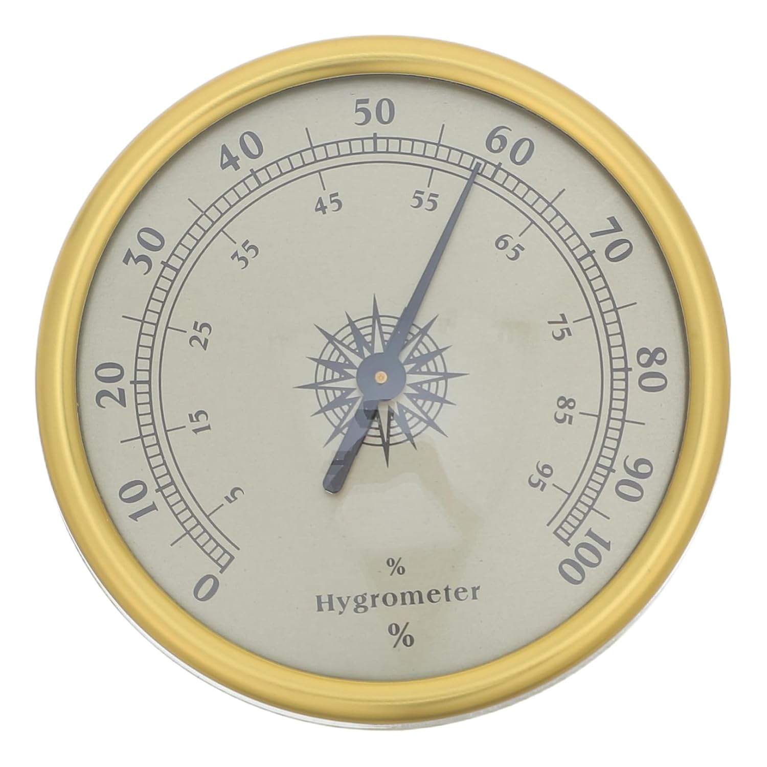 YARNOW Analog Hygrometer Humidity Meter 72mm Gold Mechanical Round Gauge 2.5 Accuracy No Battery Needed for Terrarium Greenhouse Cigar Humidor Display Case
