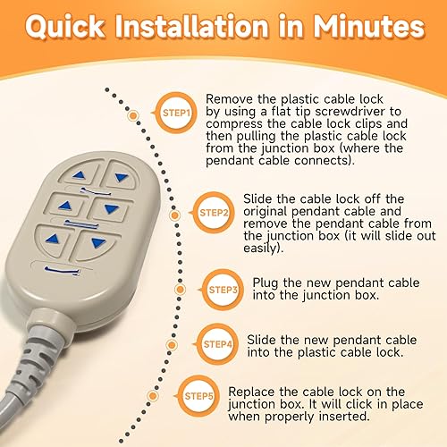 Vista 9 de 1115290 para Invacare Bed Remote Fit para cama eléctrica completa Invacare 5410IVC 5490IVC, colgante de control de mano de cama de 6 botones