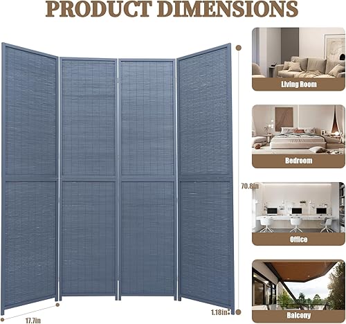 Miniatura 5 de Divisor de habitación, pantallas plegables de privacidad, panel de pared de bambú de 6 pies, separador de habitación multifunción 2 en 1