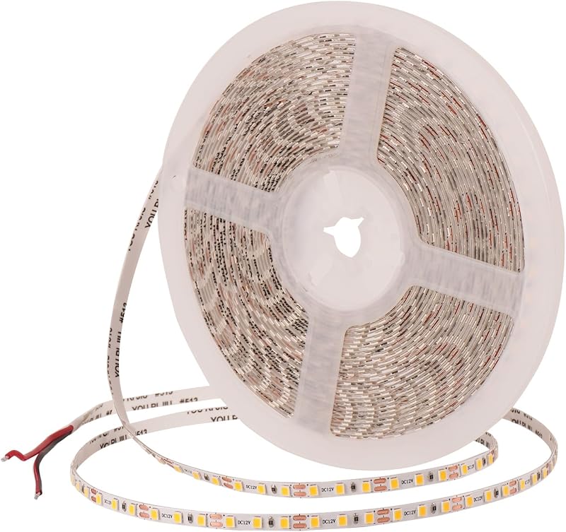JBdusn 12V Ruban LED Bande 3000K lumineuse LED, 10m Autocollant Bandeau LED de 8mm de largeur, Super