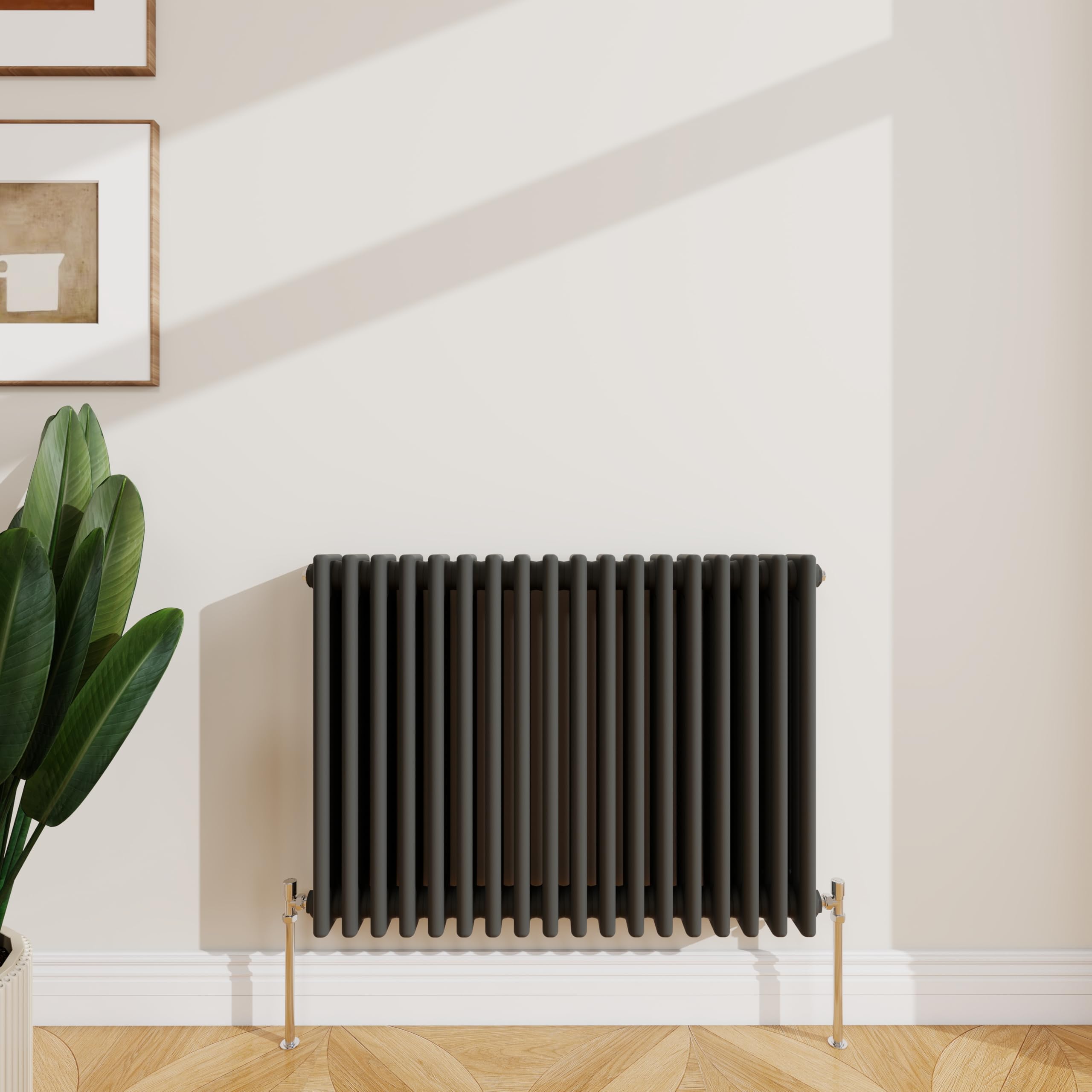 SLINE SANITARY 600x830mm Cast Iron Style Traditional 3 Column Horizontal Anthracite Central Heating Radiator