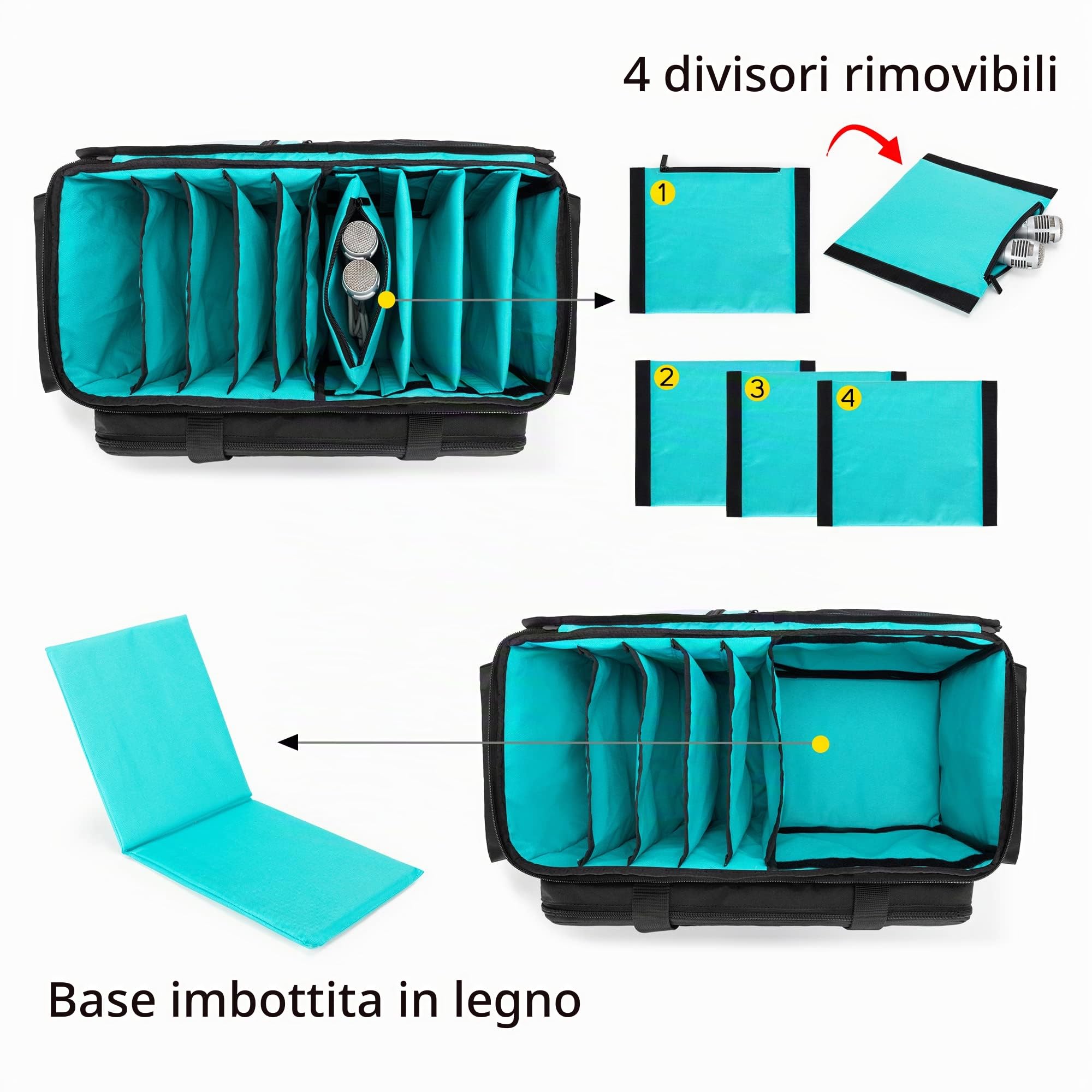 LoDrid Attrezzatura DJ, borsa per cavi e documenti (solo borsa) | Borsa per cavi DJ con fondo imbottito rimovibile, divisorio per laptop da 15,6 pollici, accessori per musicisti
