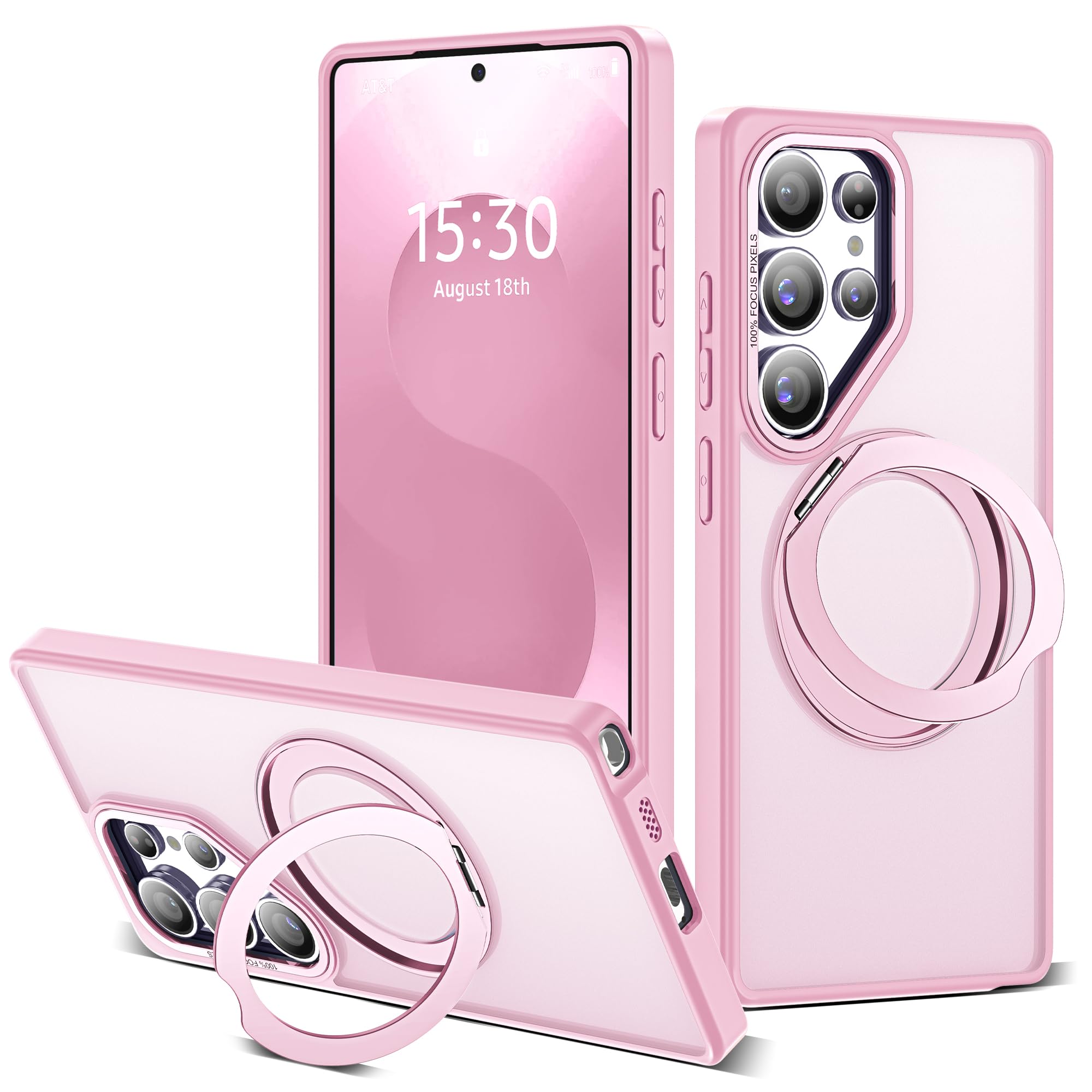 for Samsung Galaxy S25 Ultra Case with 360° Spin Stand,Pink
