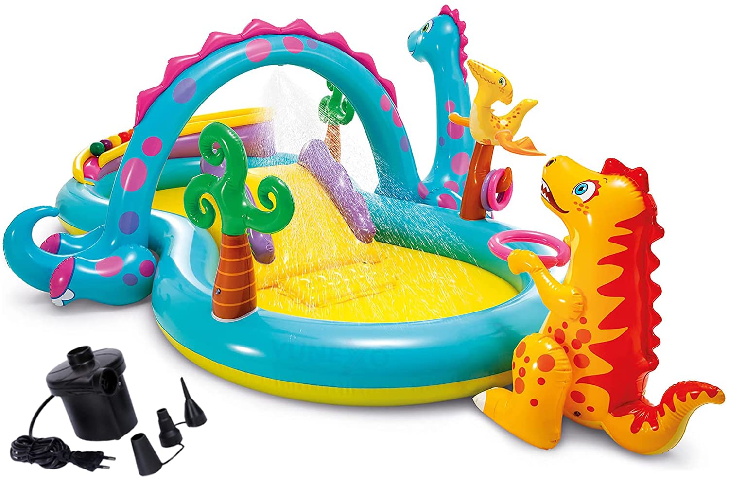 Vunexo Dinoland Inflatable Swimming Pool Play Center Bath Tubs for Adults Spa with Electric Pump, 119in X 90in X 44in, for Ages 2+ (B0BYW124C2) Amazon Price History, Amazon Price Tracker