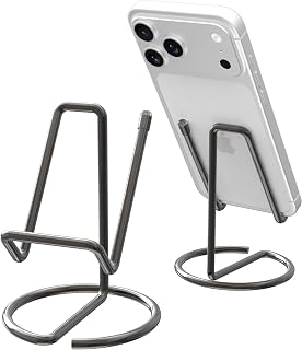 Metal Cell Phone Stand for Desk, Cute One-Piece Phone Holder, Stable Desktop Display Dock for iPhone, iPad, Samsung, Tablets & All Mobile Phones, Gray