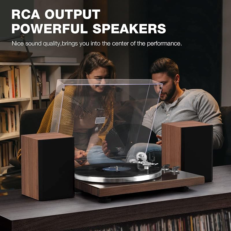 SeeYing Bluetooth Lemezjátszó Szíjhajtású Bakelit Zenelejátszó 33/45 RPM Phono Előerősítővel és Mágneses Hangszedővel