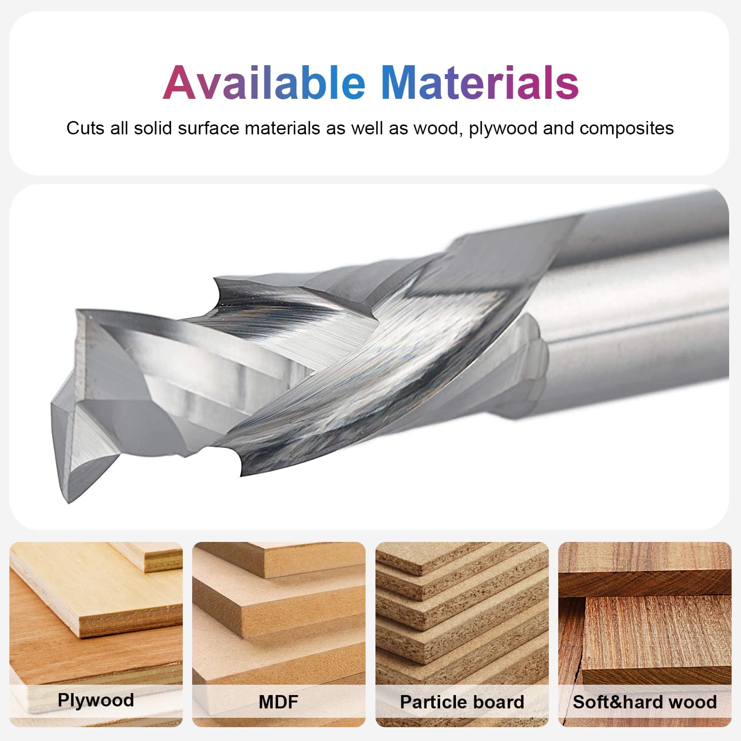 SpeTool 2-Pack Spiral Compression Router Bit, 1/2-Inch Shank & Cutting Diameter, Solid Carbide Up-Down CNC End Mill For Wood, Plywood, MDF