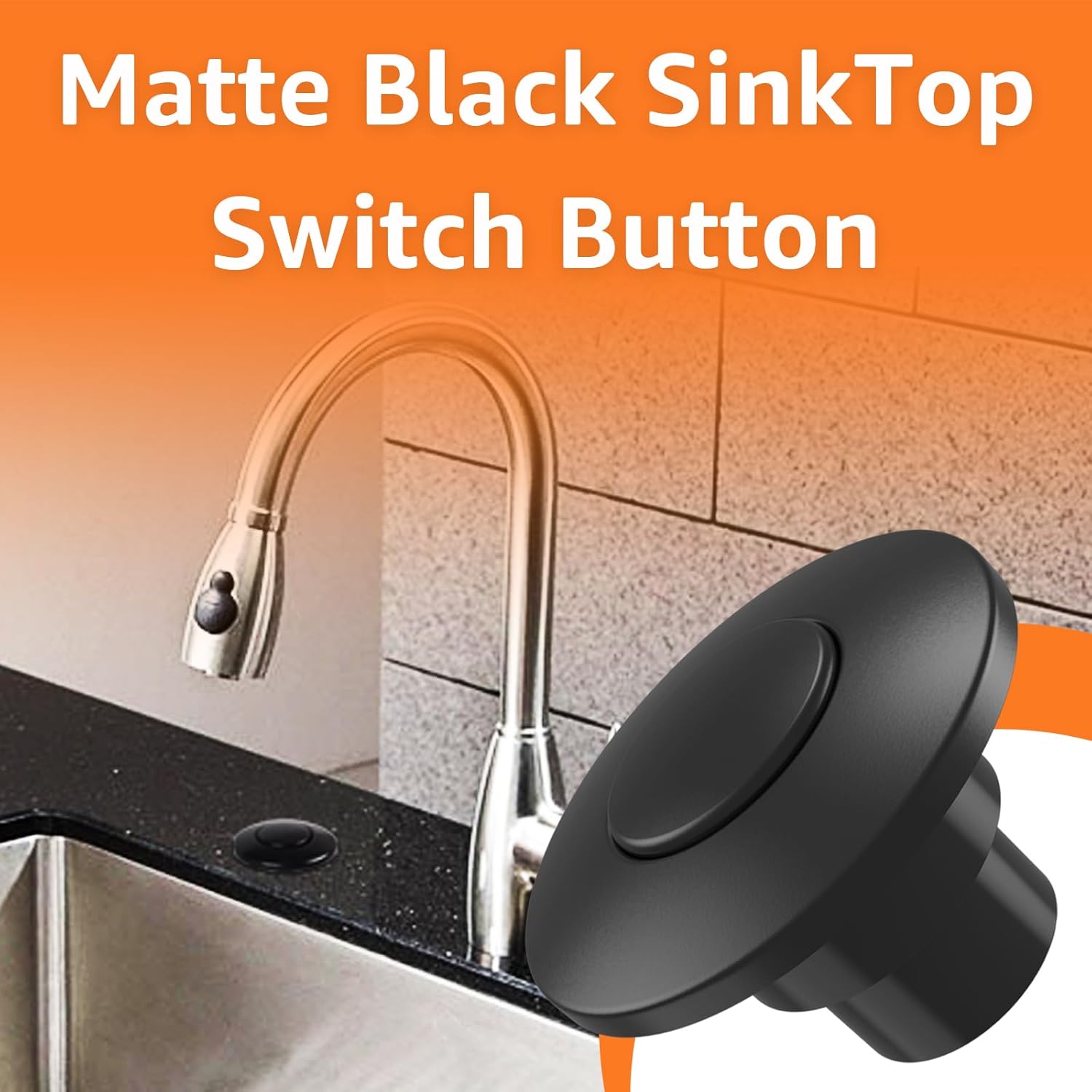 for InSinkErator STC-MTBLK Push SinkTop Switch Button, Replacement for InSinkErator Garbage Disposal Sink Top Air Switch Button, Only Switch Button