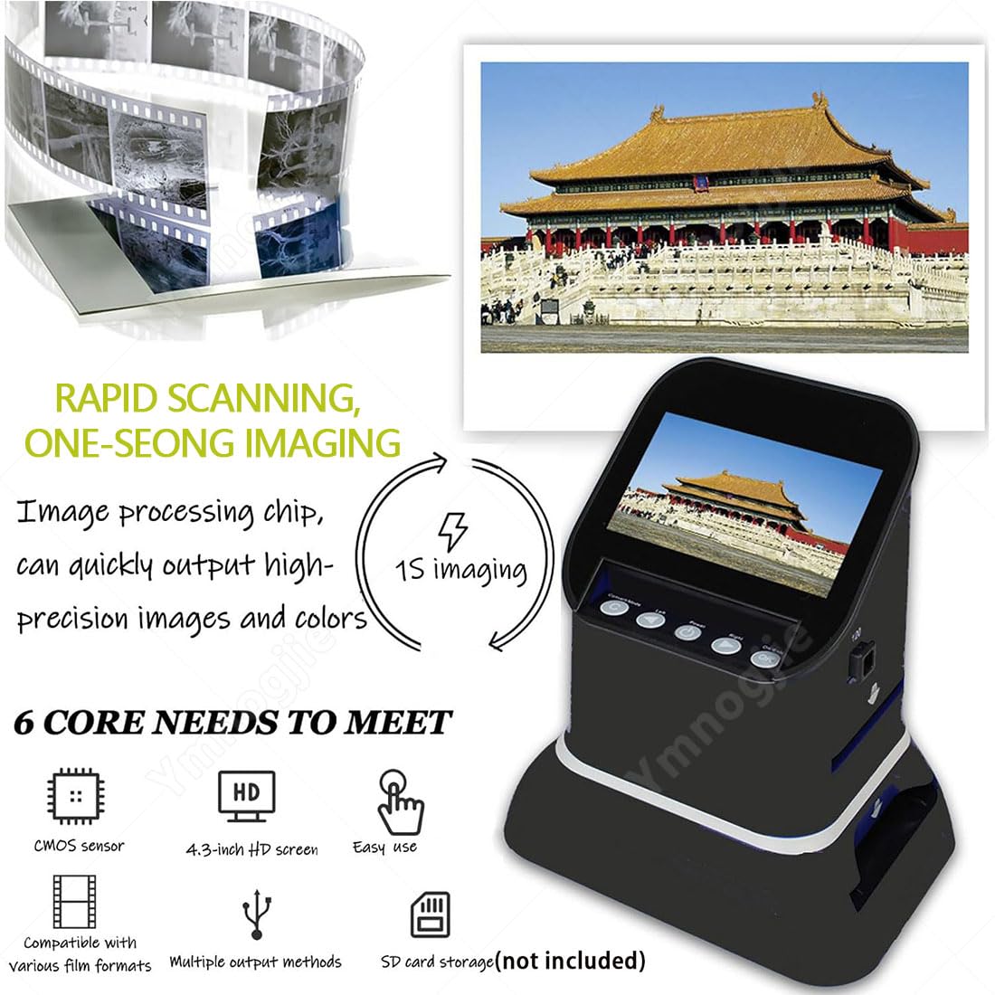 Convertitore Tutto In Uno Da Pellicola A Formato Digitale, Scanner Compatto Per Diapositive E Negativi Senza Bisogno Di Computer O Software, Per Digitalizzare