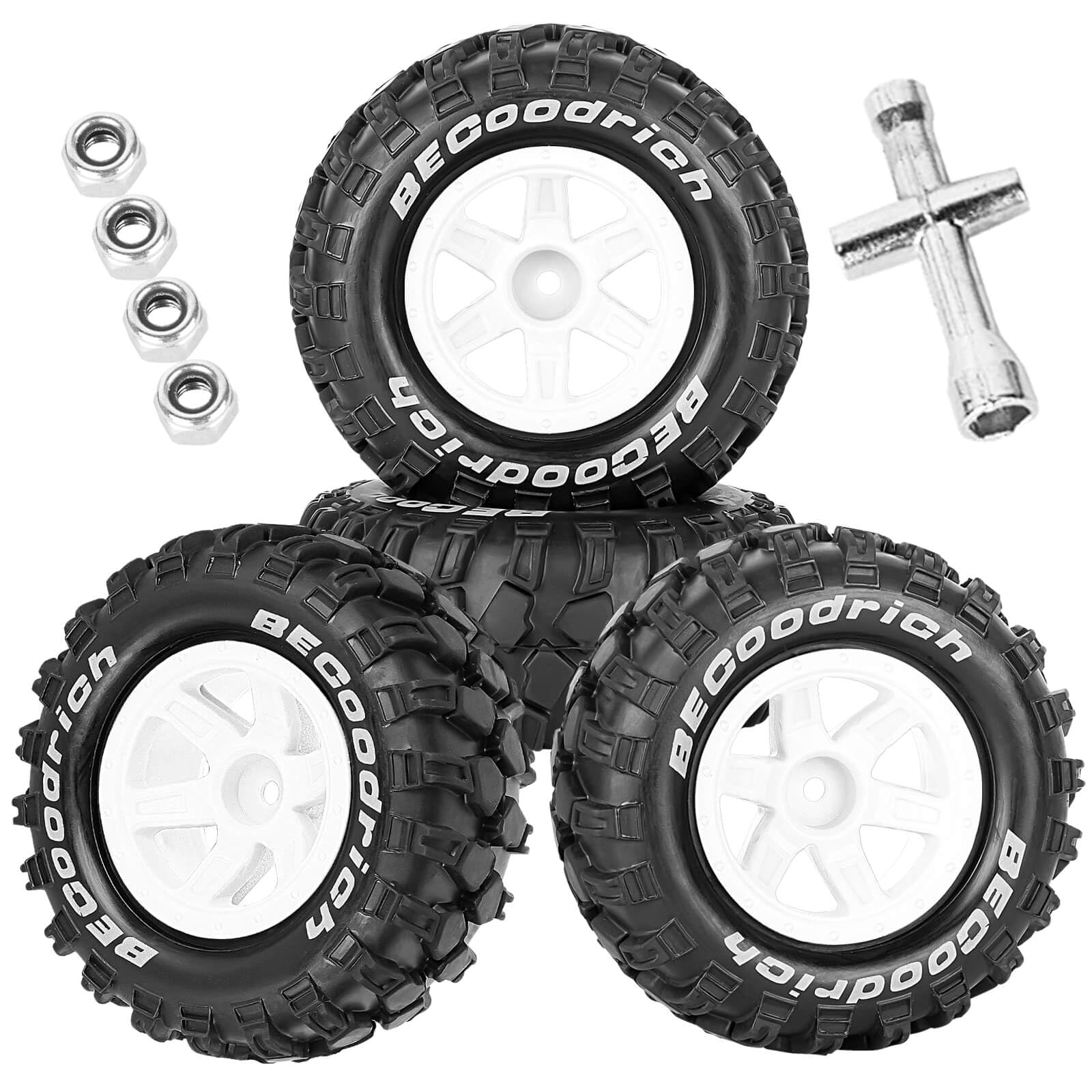 RCYouHott RC Wheels and Tires Off Road Monster Truck TRX E-REVO Summit HPI SAVAGEGT-2XS REDCAT Volcano-16 for 1/12 1/14 1/16 E-REVO RC 16208 16209