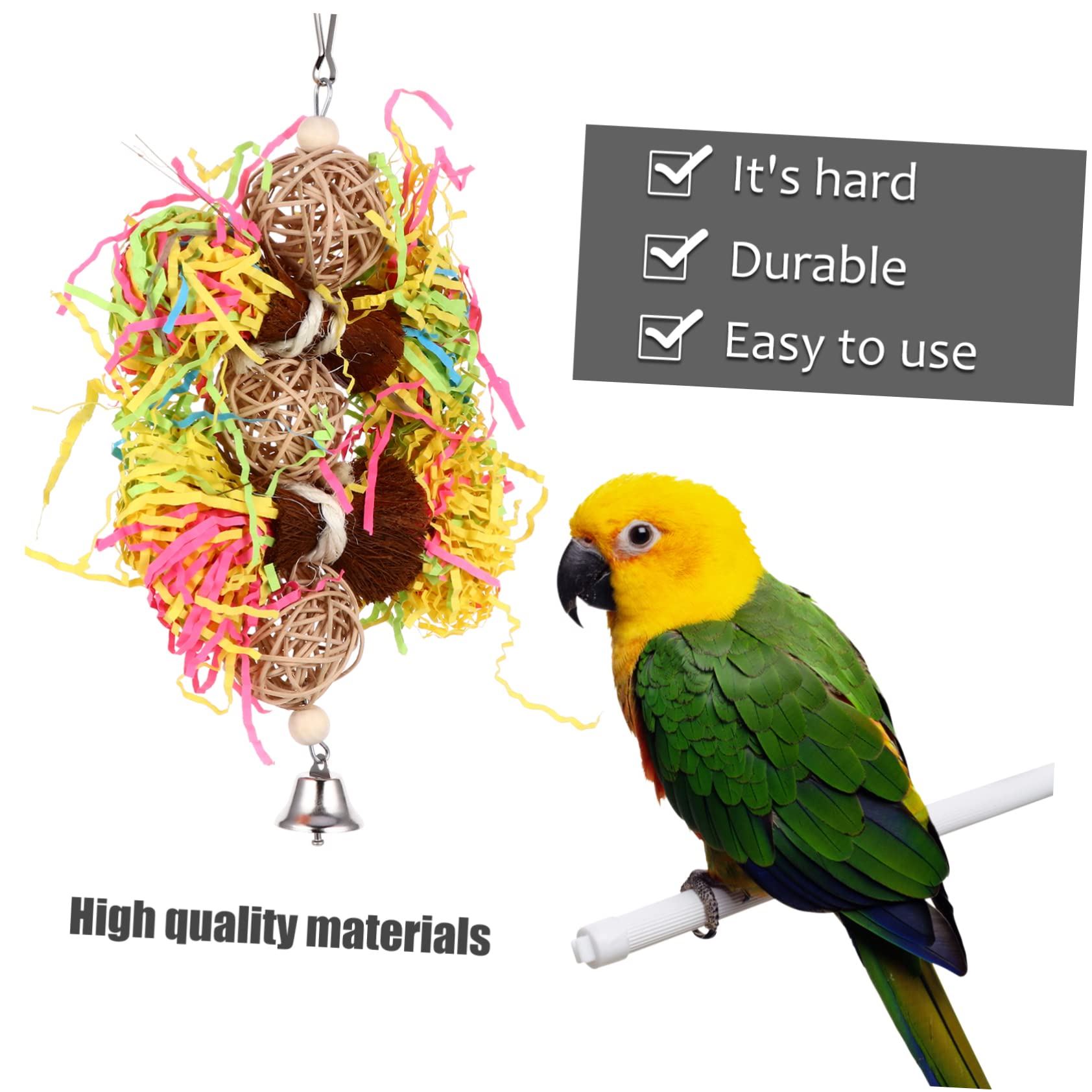 Toddmomy 9pièces Jouets pour Oiseaux Jouets à Mâcher pour Perroquets Accessoires Suspendus Jeux Amusants pour Épanouissement Oiseaux