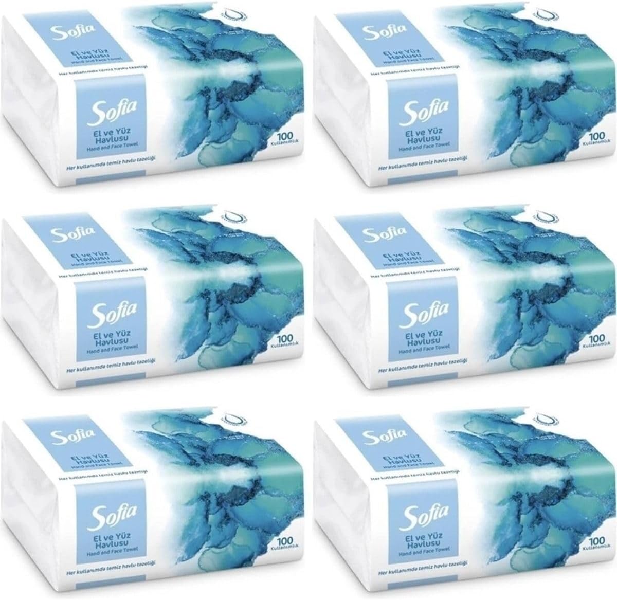 Sofia El Ve Yüz Havlusu 100' Lü X 6 Paket