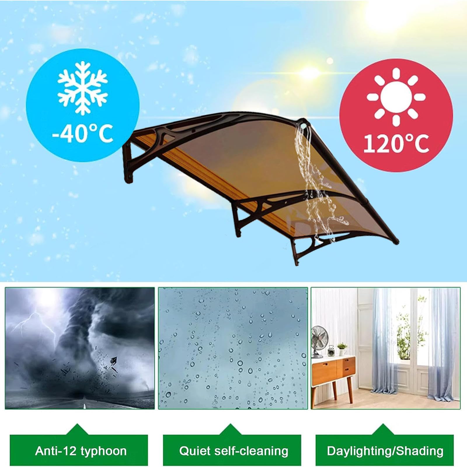 Amazon.co.jp: ひさし 屋根 後付け, 梅雨対策 UV雨雪保護 屋根庇 