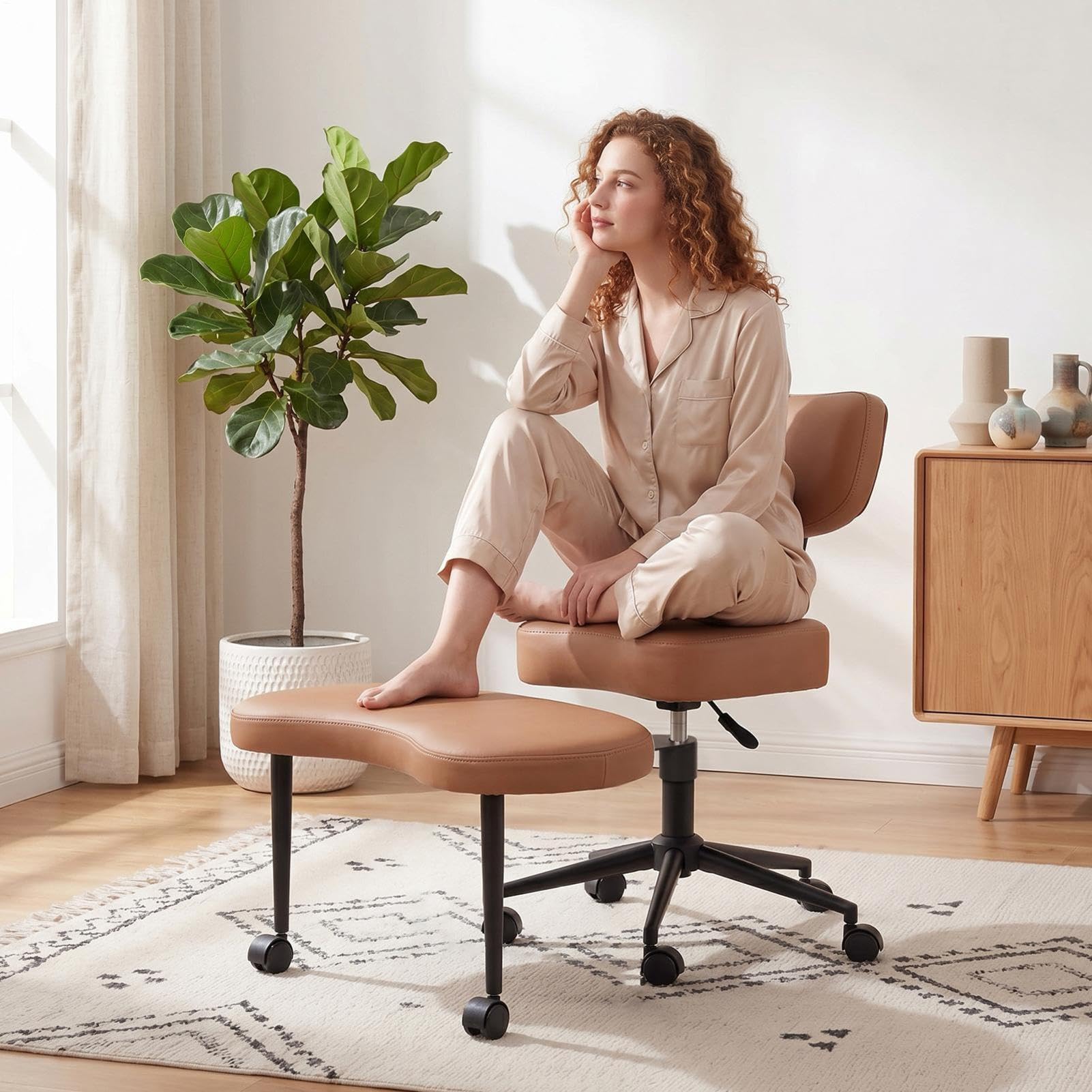 Generisch Chaise de méditation professionnelle avec roulettes, pour s'asseoir dans un siège de couture, chaise de bureau TDAH, avec tabouret réglable en hauteur, design flexible pour les personnes