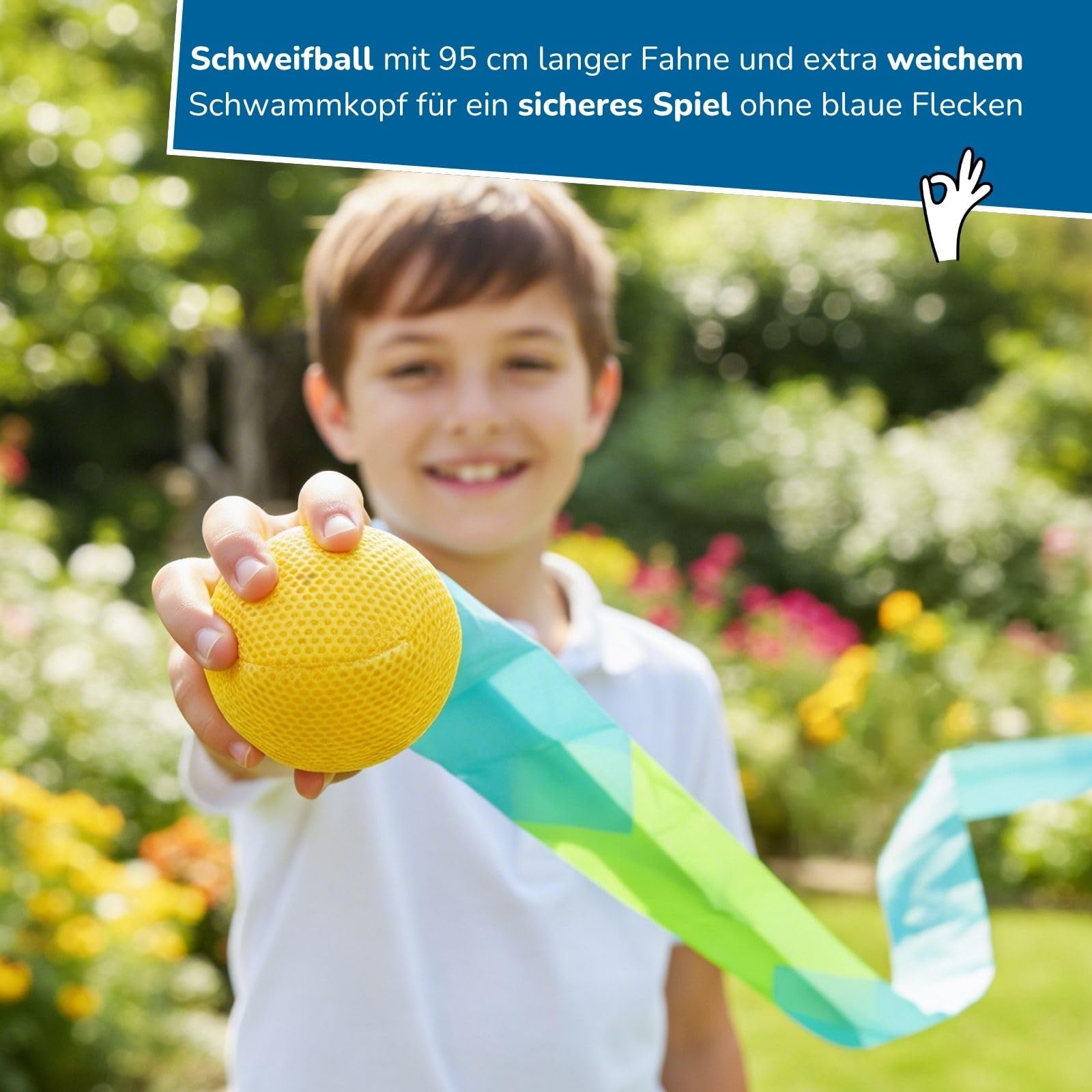 alldoro 68781 Outdoor Set - XL Federball, Soft Tennis & Schweifball, 2 Rückschlagspiele mit XL-Schläger & Kometenball, für Garten & Strand, ab 5 Jahre