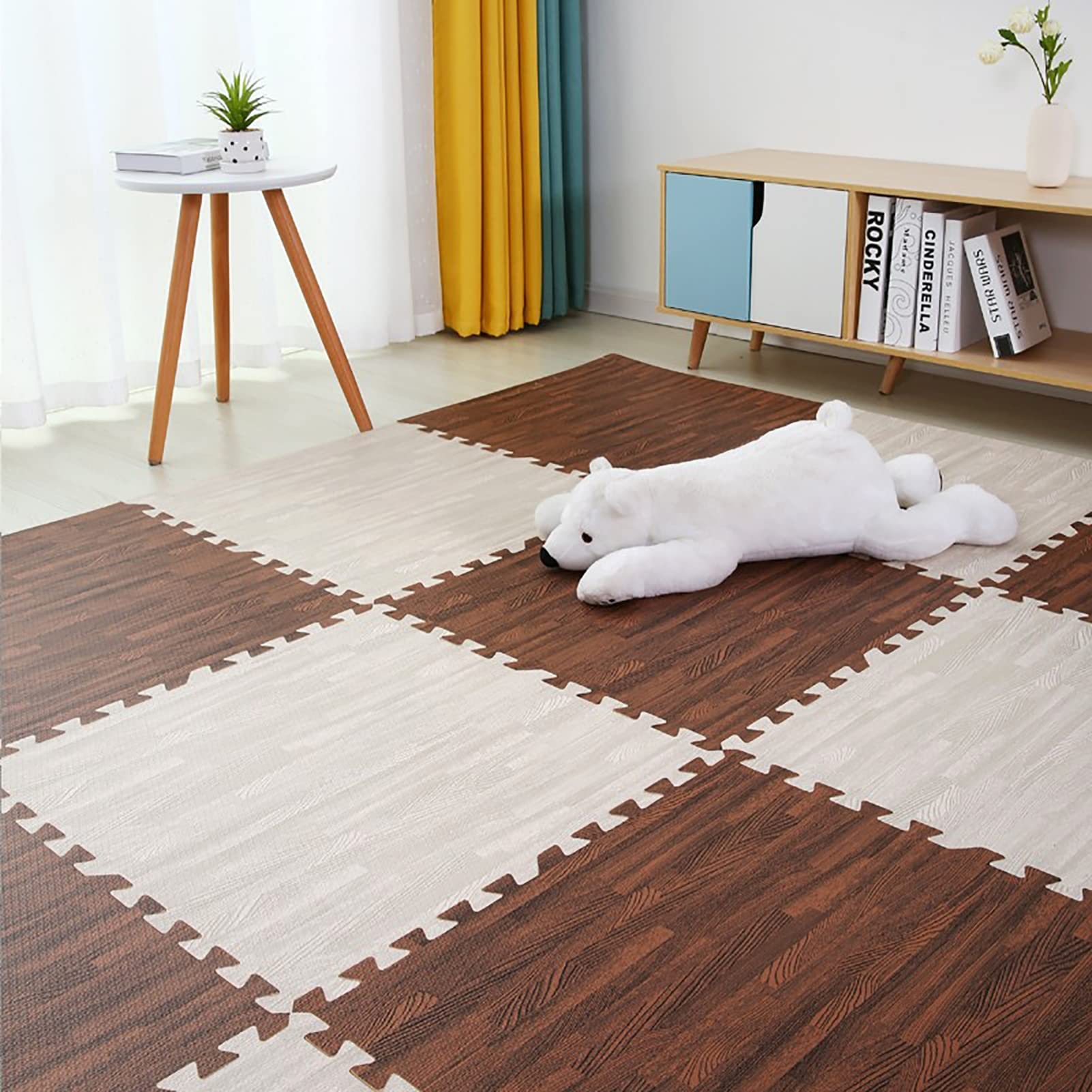 Tapis d'exercice Emboîtables en Mousse, Tapis De Jeu Puzzle en Mousse Bébé,30X30x1.2Cm Tapis Puzzle De Jeu Élastique avec Bordures,Tapis De Sol en Mousse Multicolore,K,36Pcs