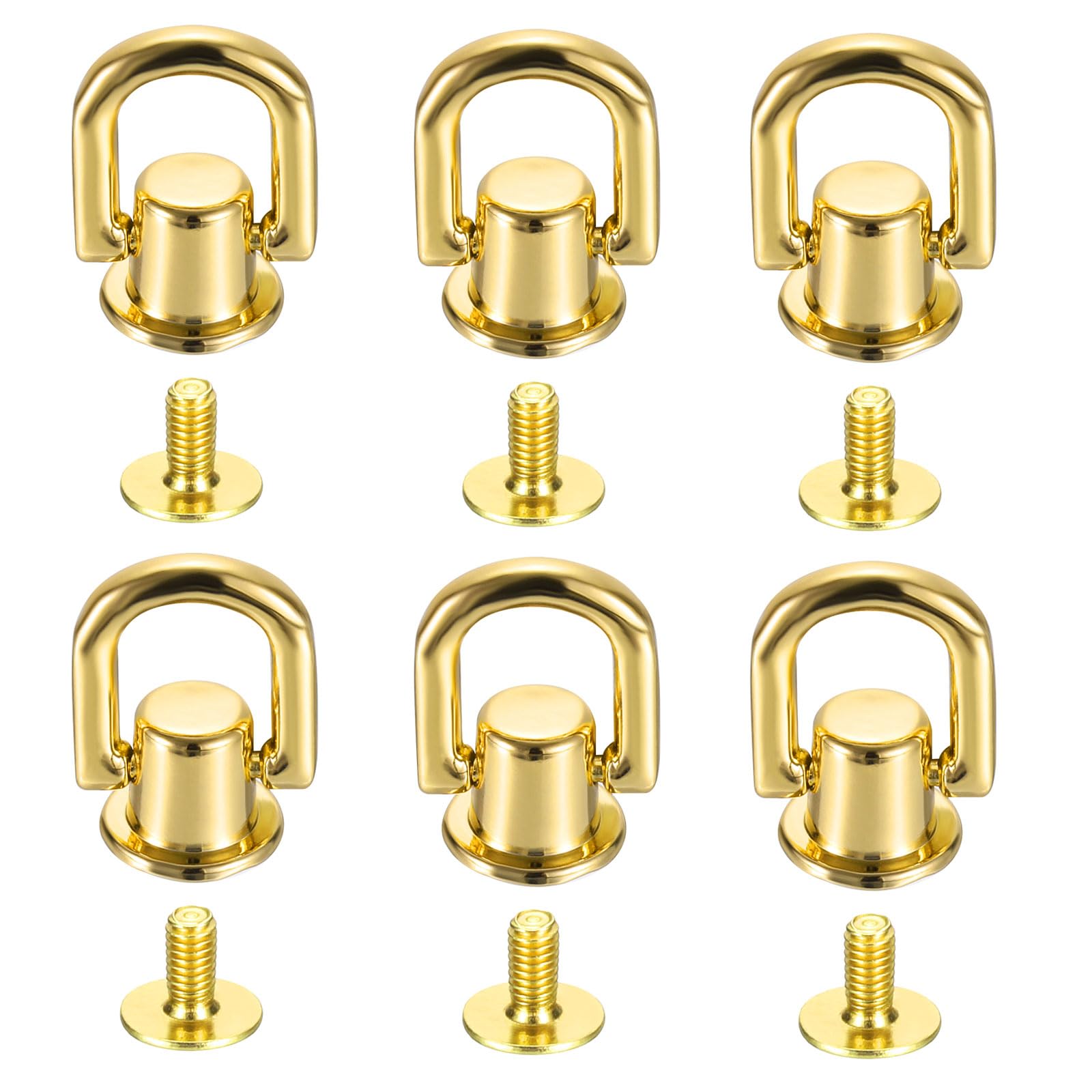 PATIKIL 22x12x5.5mm D Rings for Purse 24 Set Spikes for Clothes Metal Button Spikes Screw Kit Flat Head Rivets Screw DIY Leather Hardware Trim Craft