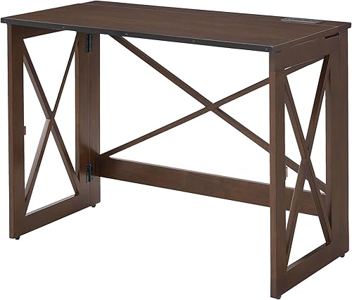Miniatura 10 de MECO Stakmore - Escritorio plegable y versátil de 110 voltios con tomas integradas para oficina en casa, estudio o sala de estar, madera de fruta