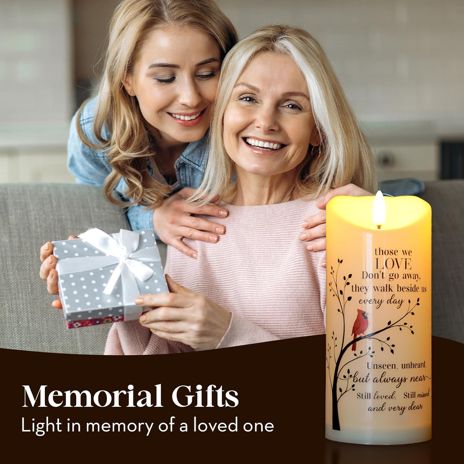 MULCHUM Memorial Flameless LED Candle with Remote Sympathy Gift for Loss of Loved One Battery Operated Candles Cardinal Remembrance Gift for Funeral Grief Prayers - Image 7
