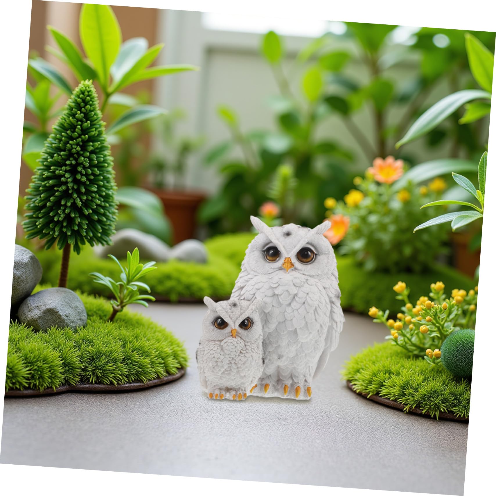 Gatuida Wetterfeste Harz Eulenfigur Mutter und Eule Skulptur Familienmotiv Realistisch für Garten Terrasse Wohnzimmer Büro Dekoration Geschenk