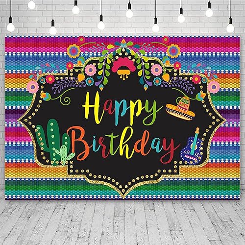Sendy Telón de fondo de fiesta mexicana de 7 x 5 pies, fiesta mexicana, fiesta de cumpleaños, fotografía de fondo, decoraciones coloridas, cartel de