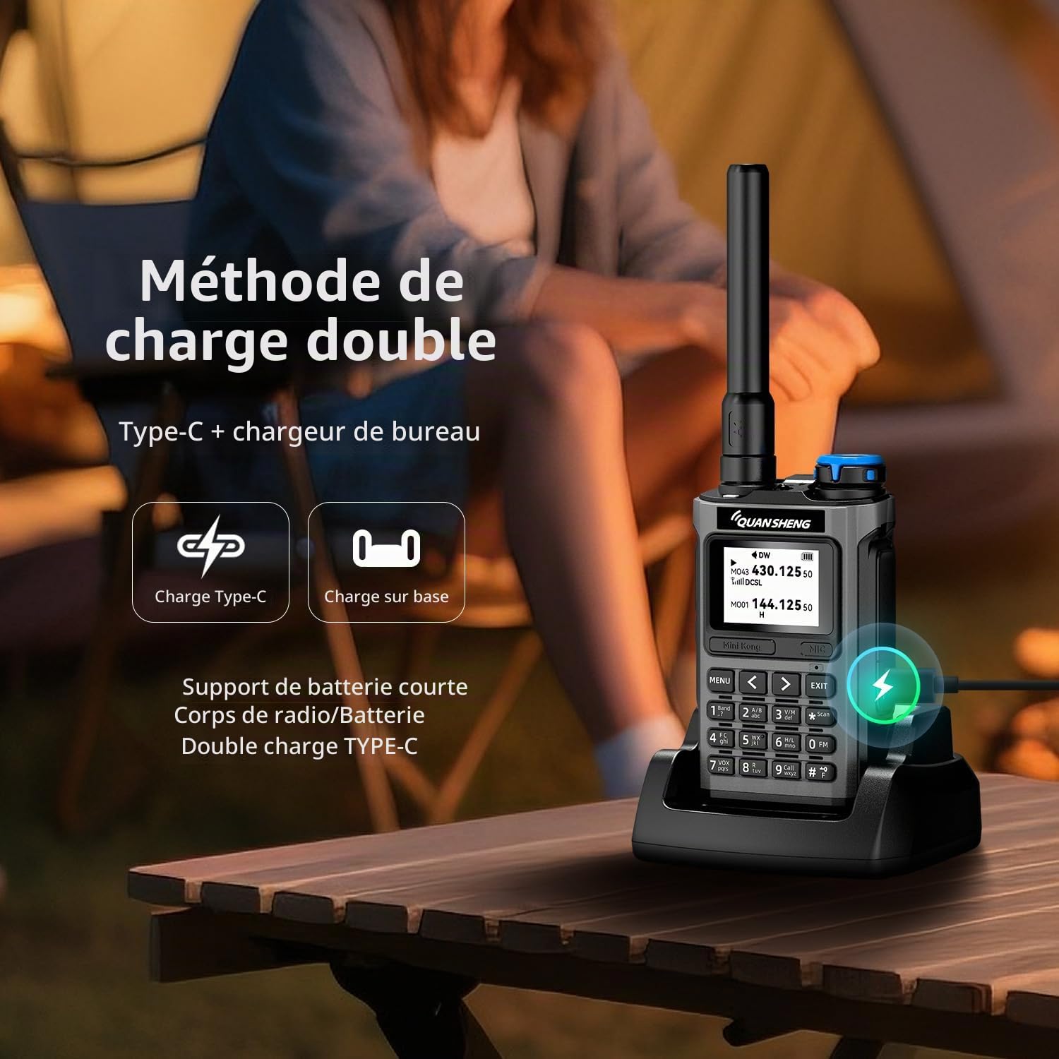 QUANSHENG UV-K1 Walkie Talkie Handheld Ham Radio, Air Band Receive 50-600MHz, Wireless Copy, One Key Frequency Match, Type-C Charging, NOAA Weather, 200 Channels, VOX, Portable Two Way Radio