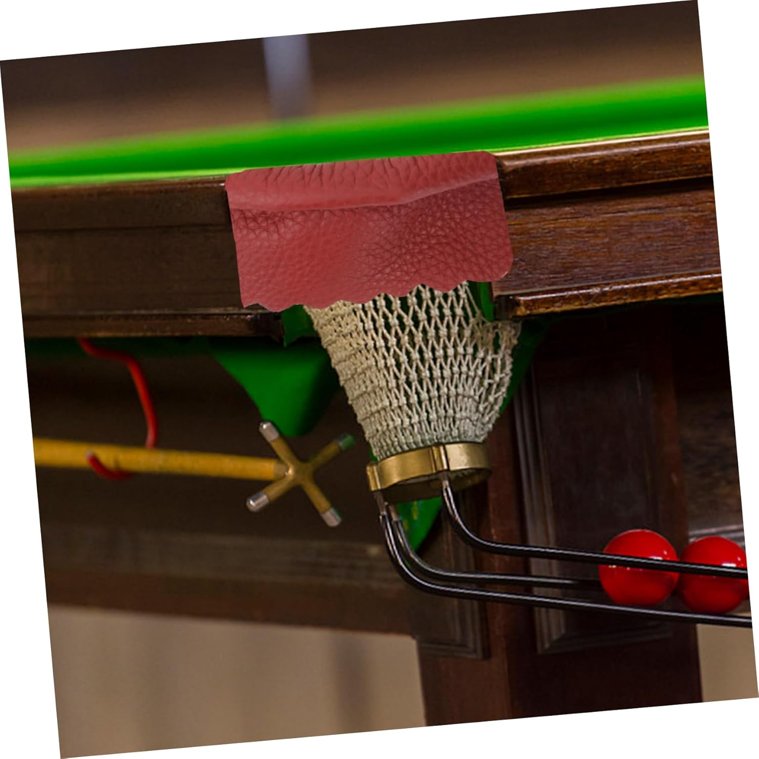 Billiards Accessories 6 Pc Pool Table Pockets Replacement Nets Leather Covered