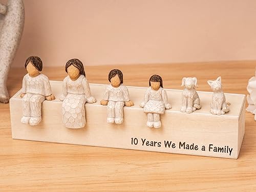 Figuras combinadas personalizadas para elegir tu familia, 10 años que hicimos una escultura de resina familiar, figura esculpida pintada a mano,