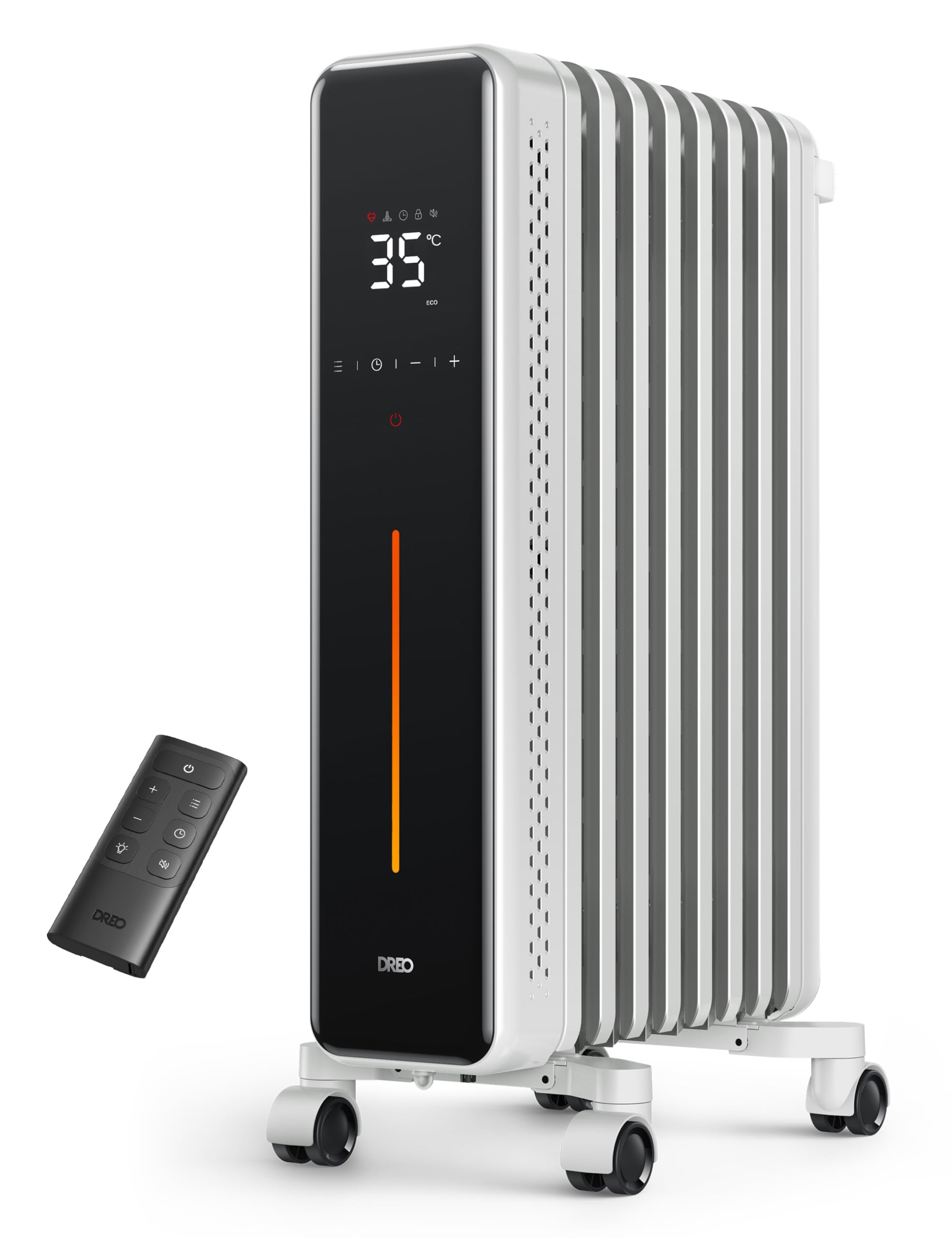 Dreo 2000W Oil Filled Radiator for Large Room 9 Fins Silent Electric Heater with Temp Display, Digital Thermostat, Remote